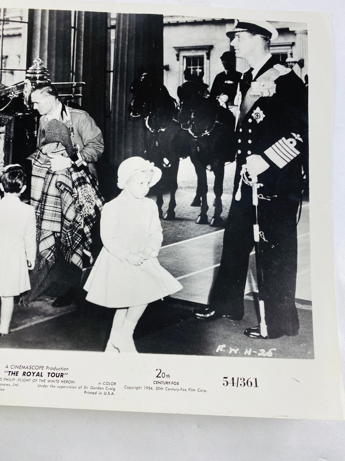 1954 Royal Tour Queen Elizabeth Prince Philip Press Litho Photo Scene still Hollywood movie memorabilia Vintage Van Heflin Charles Laughton