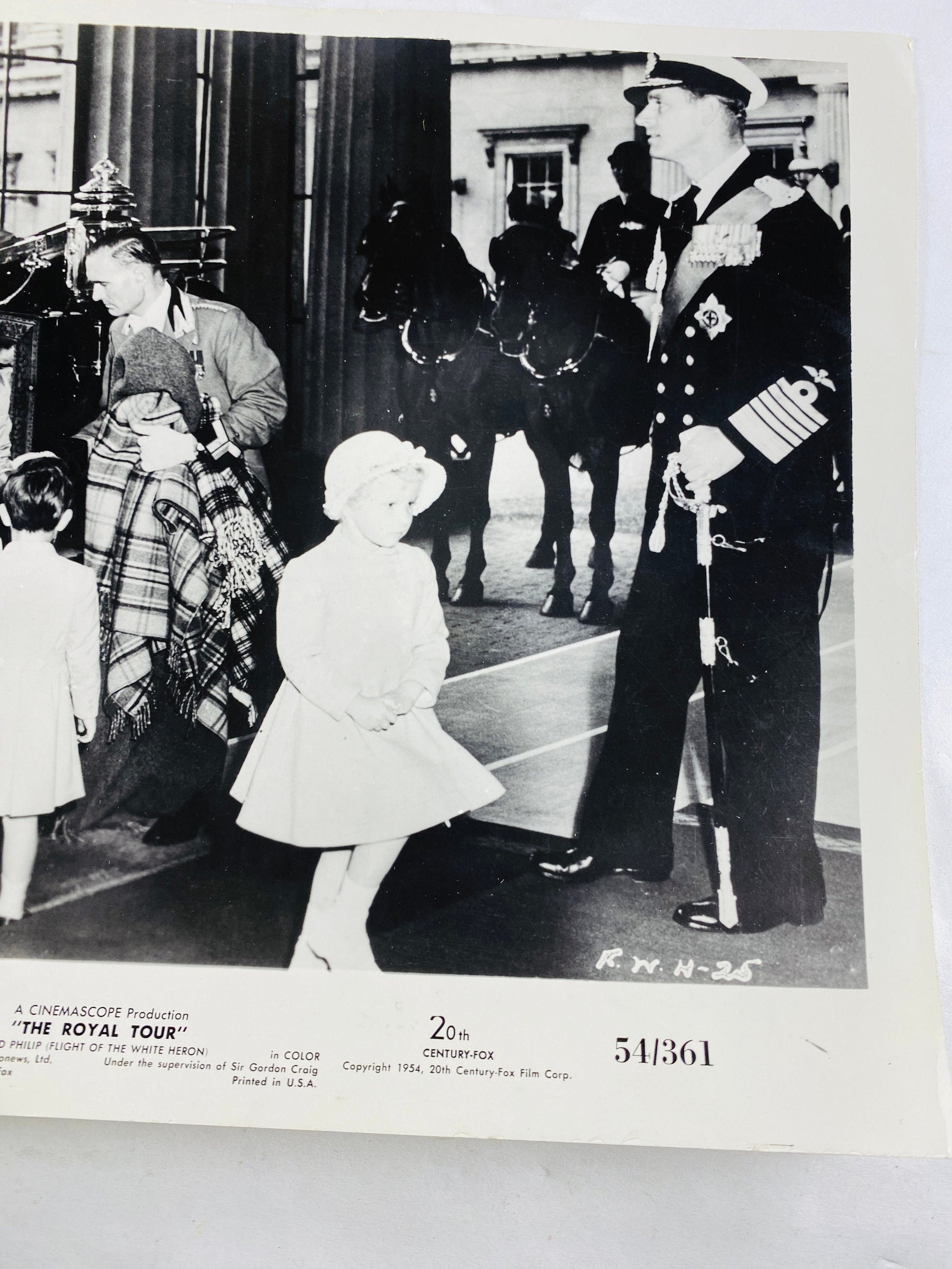 1954 Royal Tour Queen Elizabeth Prince Philip Press Litho Photo Scene still Hollywood movie memorabilia Vintage Van Heflin Charles Laughton