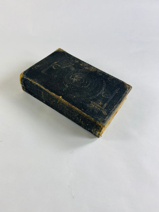 1850 Holy Bible Oxford with worn leather cover London incomplete printing Old New Testament Jesus Christ. Small miniature book decor