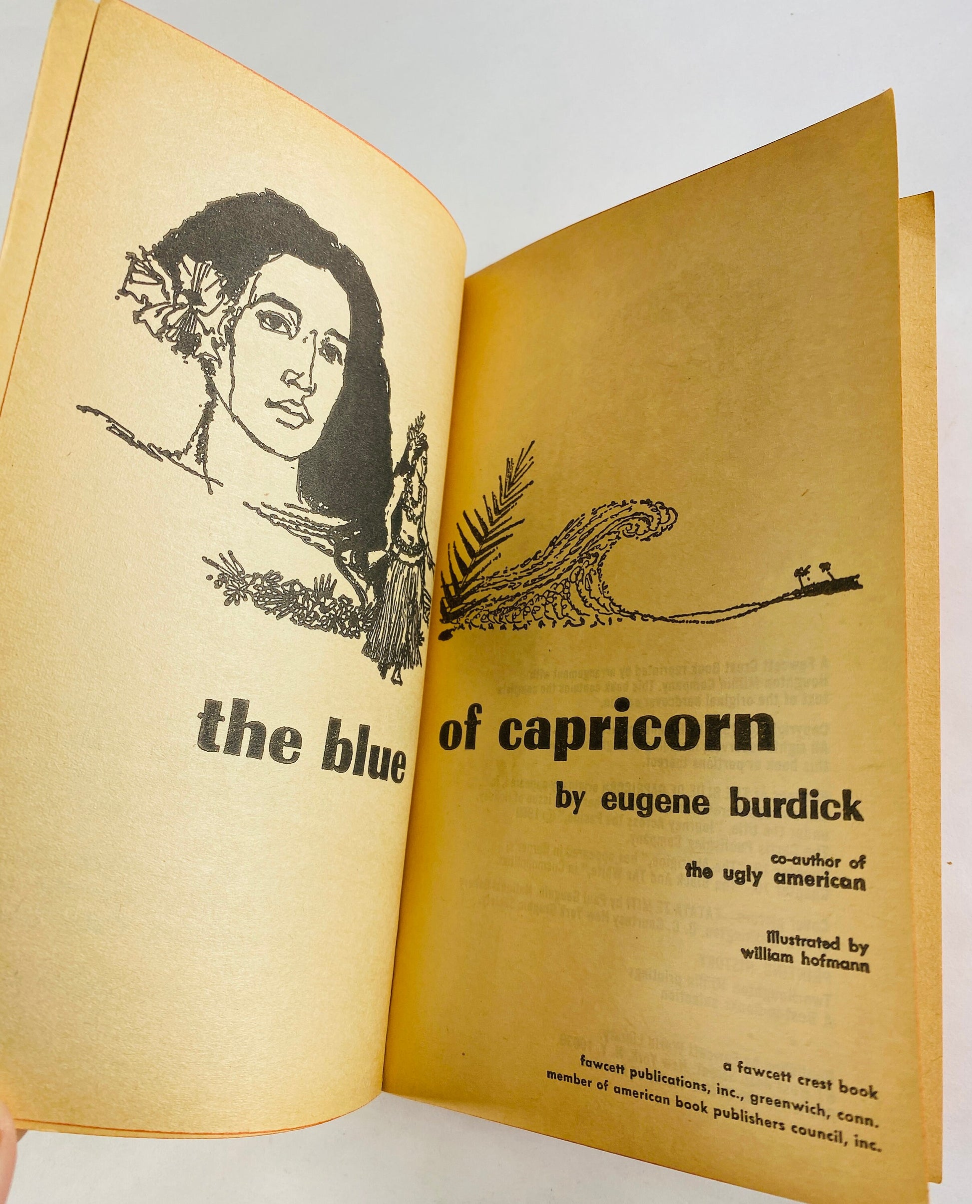 Blue of Capricorn vintage paperback book by Eugene Burdick circa 1961 stories of men of all races who fought and loved in ocean's reflection