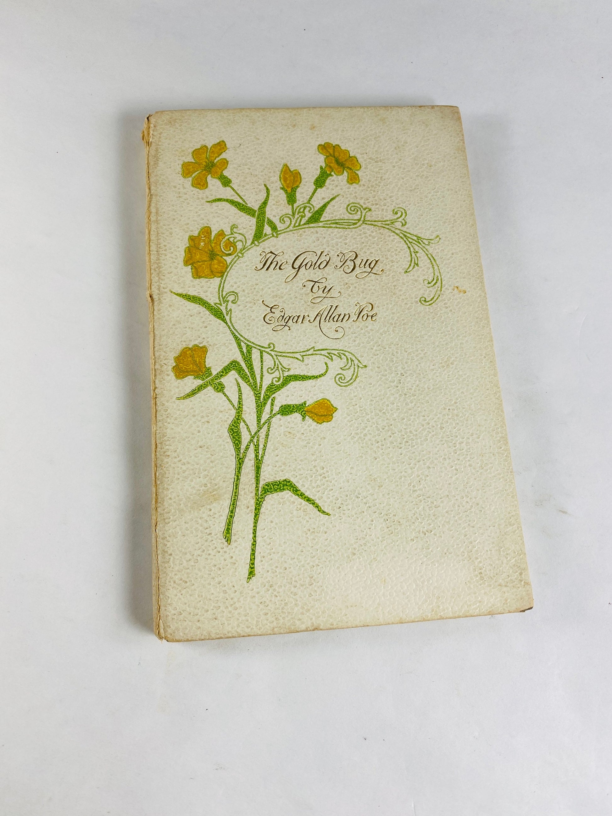 Gold Bug Antique Victorian Edgar Allan Poe vintage small book of poetry Poe's Poems 1902 FIRST EDITION Beautiful white bound Crowell