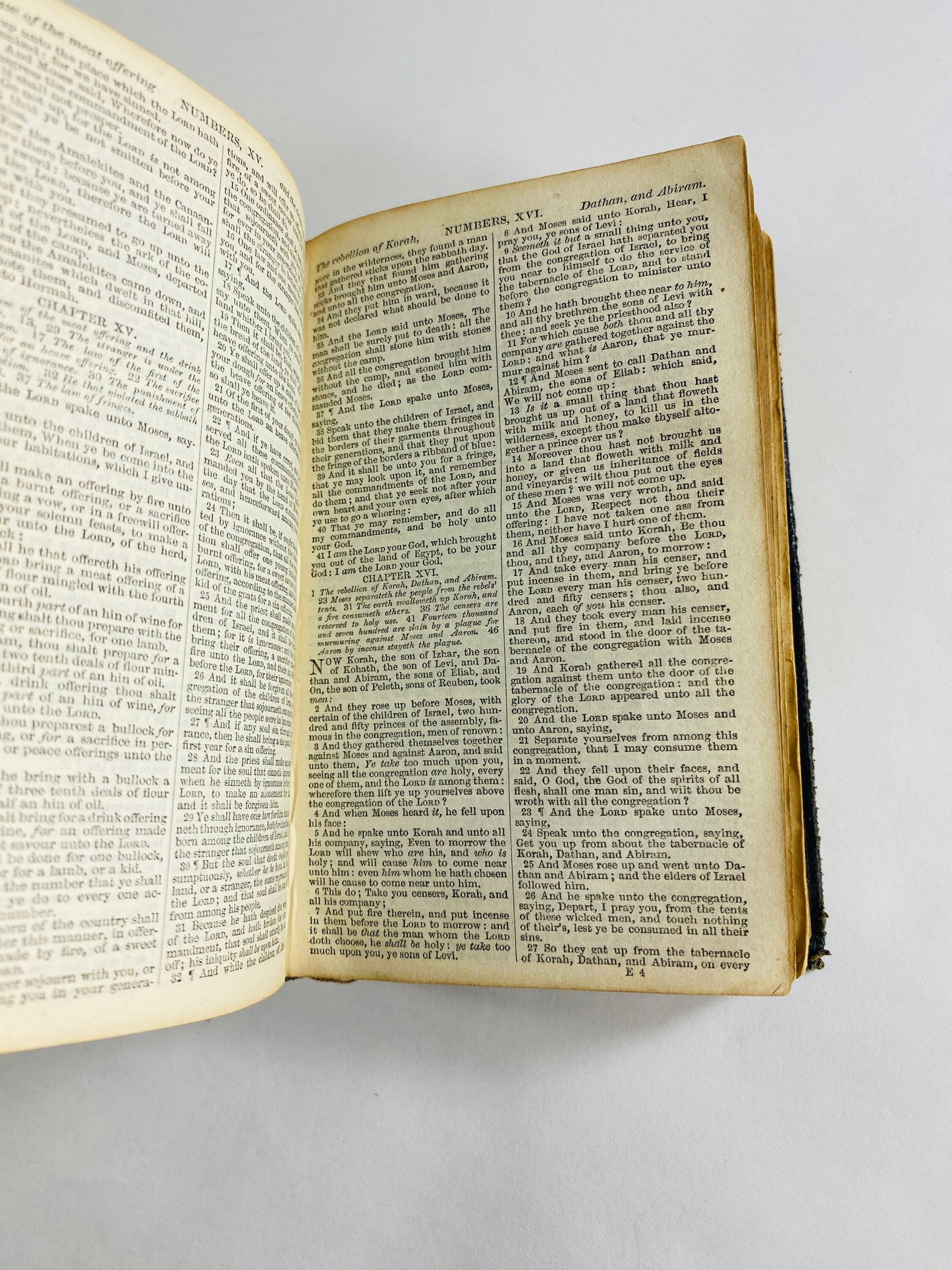 1850 Holy Bible Oxford with worn leather cover London incomplete printing Old New Testament Jesus Christ. Small miniature book decor