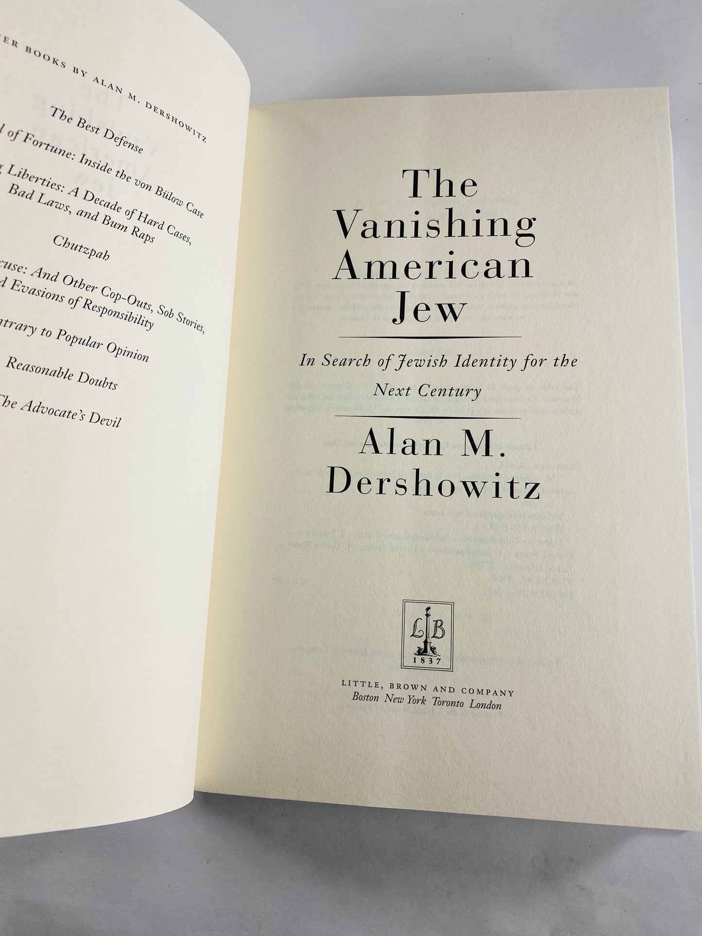 SIGNED Alan Dershowitz book In Search of Jewish Identity FIRST EDITION circa 1996 about anti-semitism