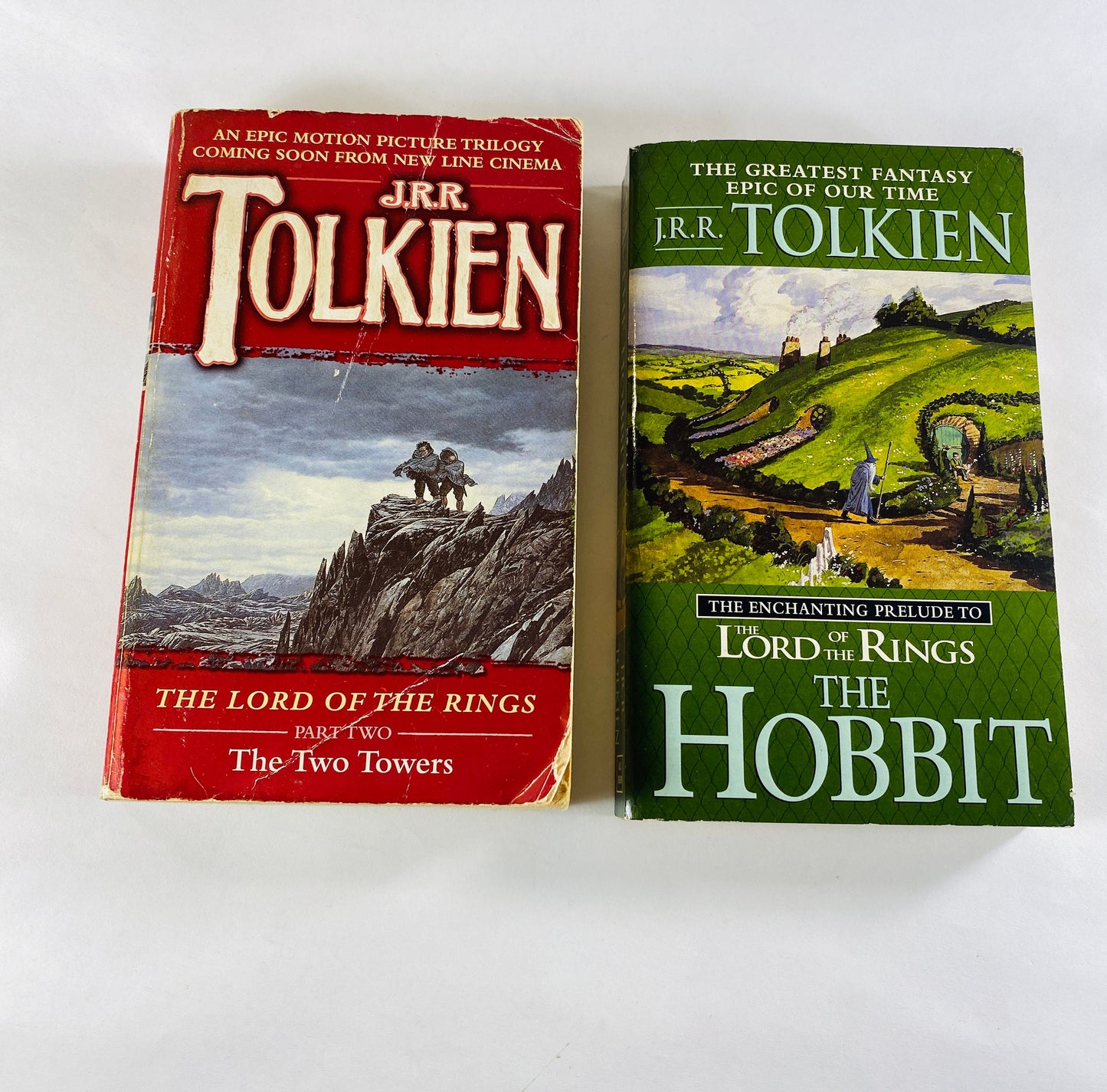 JRR Tolkien vintage paperback books Hobbit, Fellowship of Ring Two Towers. Lord of the Rings series circa 1994