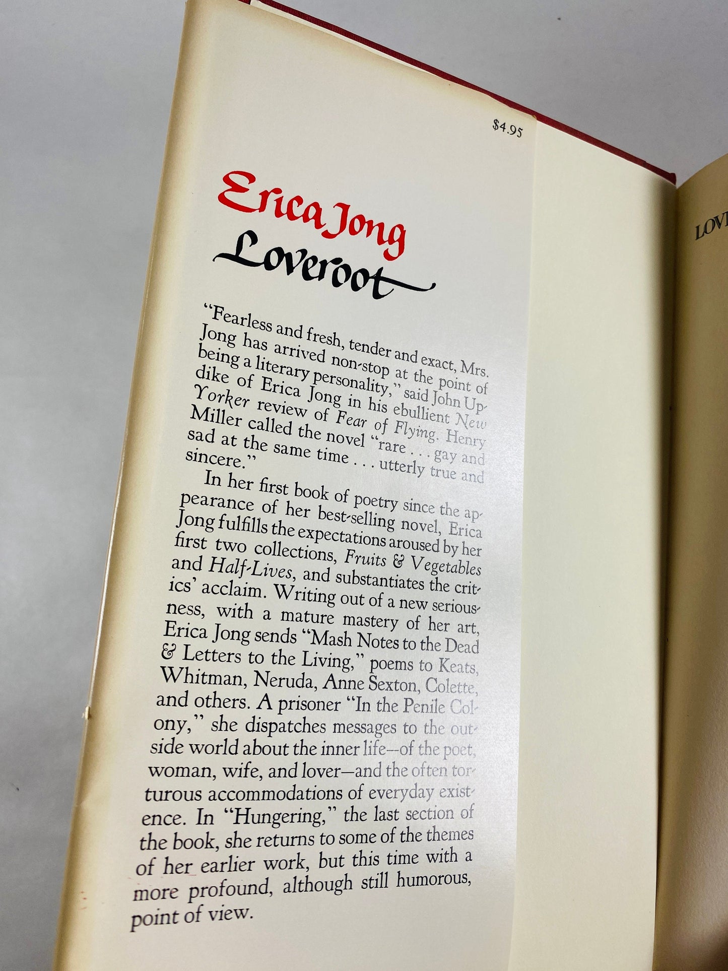 Loveroot vintage book by Erica Jong author of Fear of Flying circa 1975 Controversial feminism and sexuality. Book gift