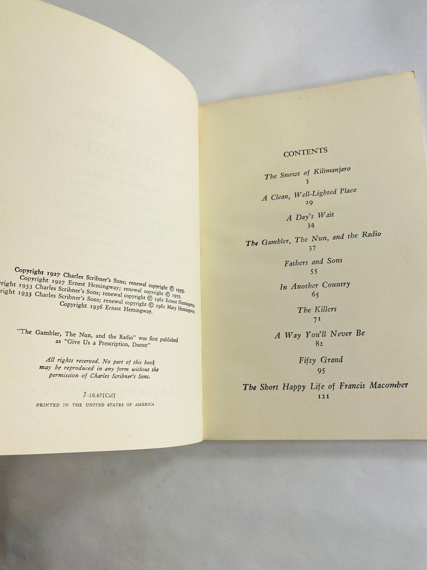 Ernest Hemingway Snows of Kilimanjaro vintage Scribner's Library vintage paperback book circa 1957 Heavily marked notes Please see pictures