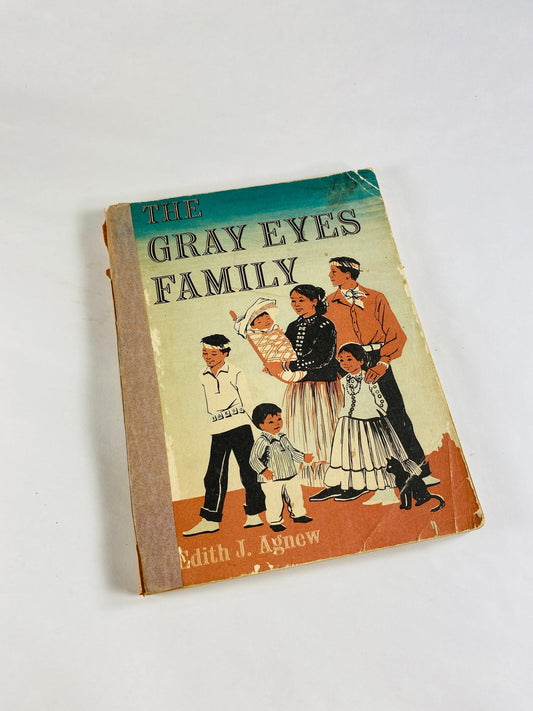 Gray Eyes Family vintage paperback book circa 1952 by Edith Agnew. Rare children's book about Native Americans.