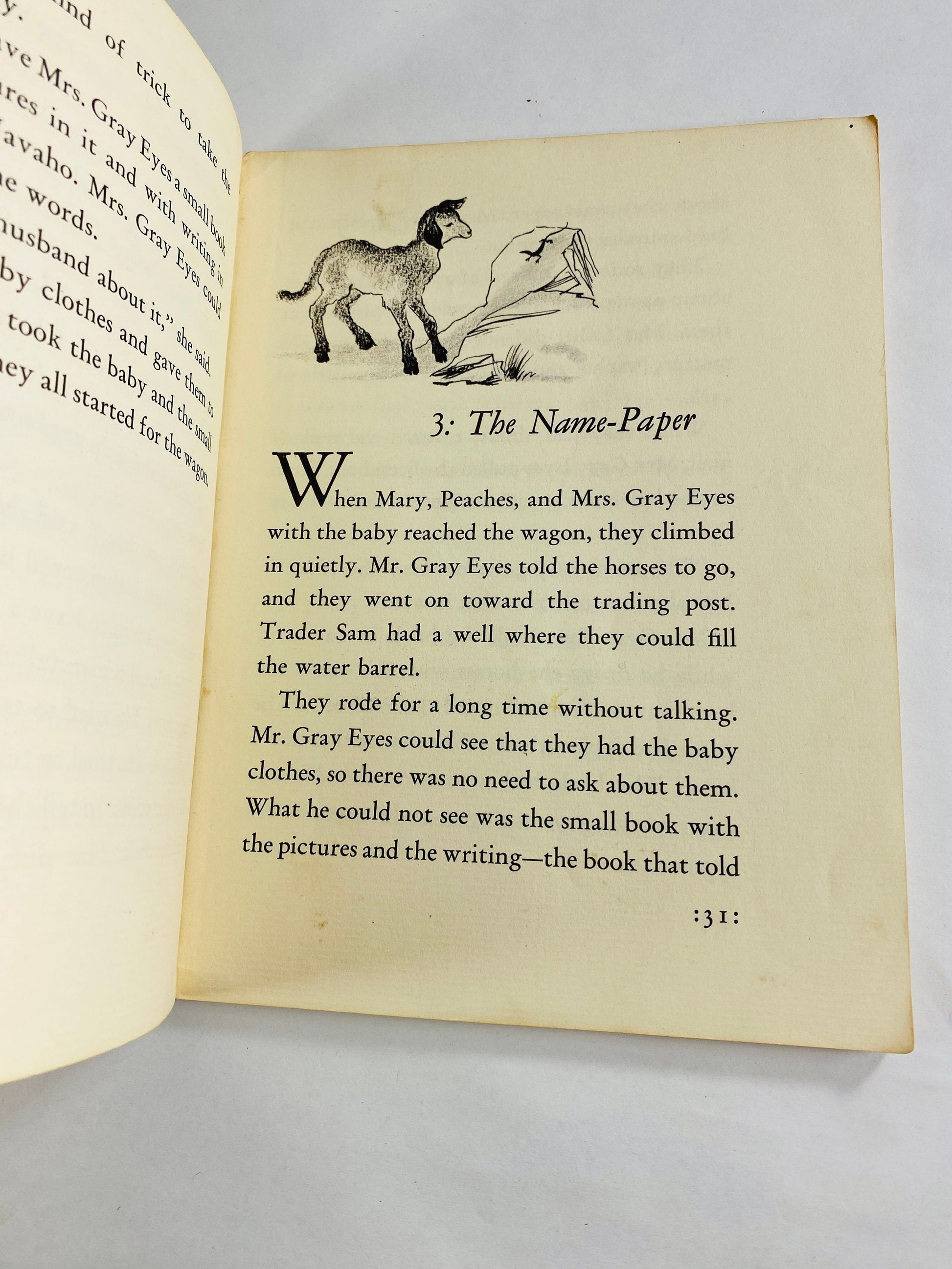 Gray Eyes Family vintage paperback book circa 1952 by Edith Agnew. Rare children's book about Native Americans.