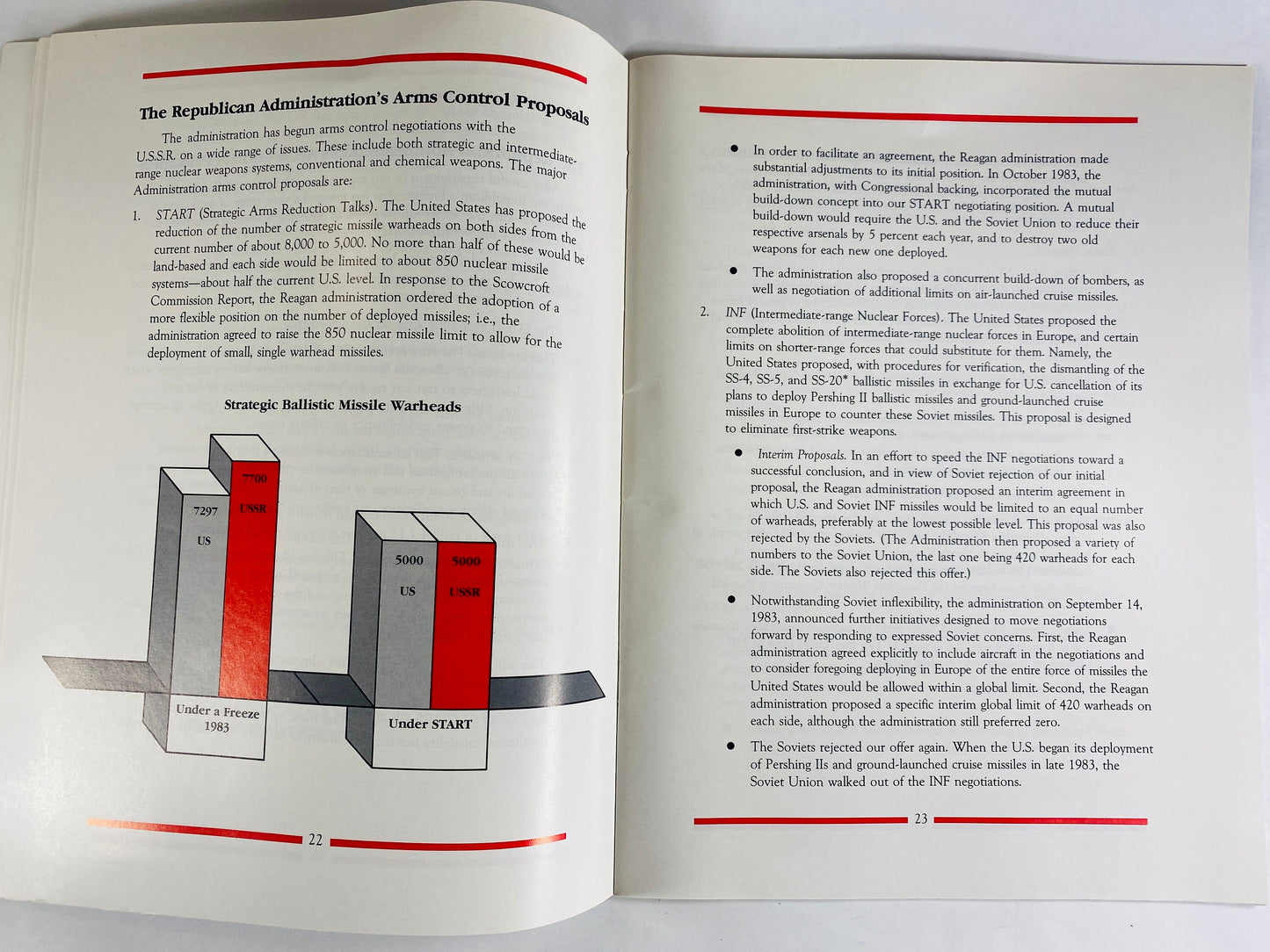 President Reagan authentic vintage White House Republican memorabilia Collectible USSR Soviet defense and foreign policy booklet