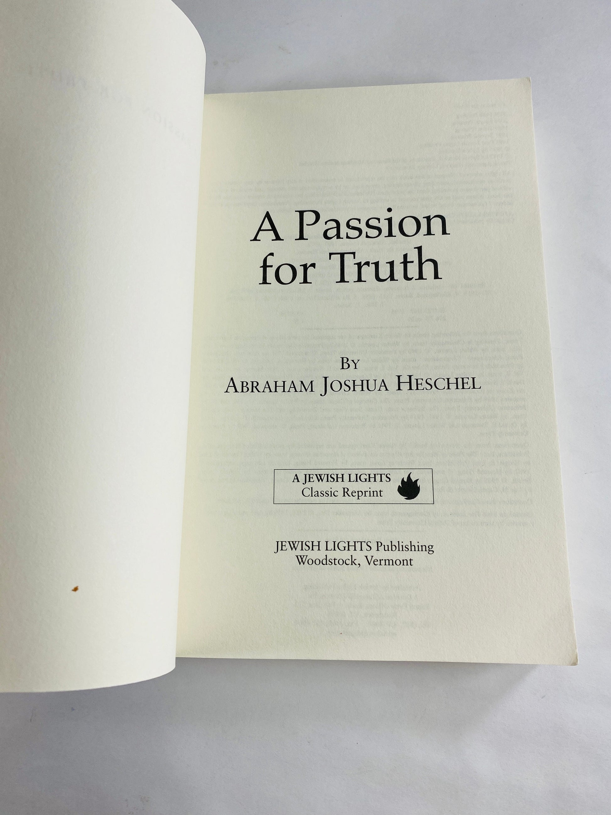 1995 Passion for Truth by Abraham Joshua Heschel vintage paperback book Human Existence Jewish philosopher moral teachings modern Judaism