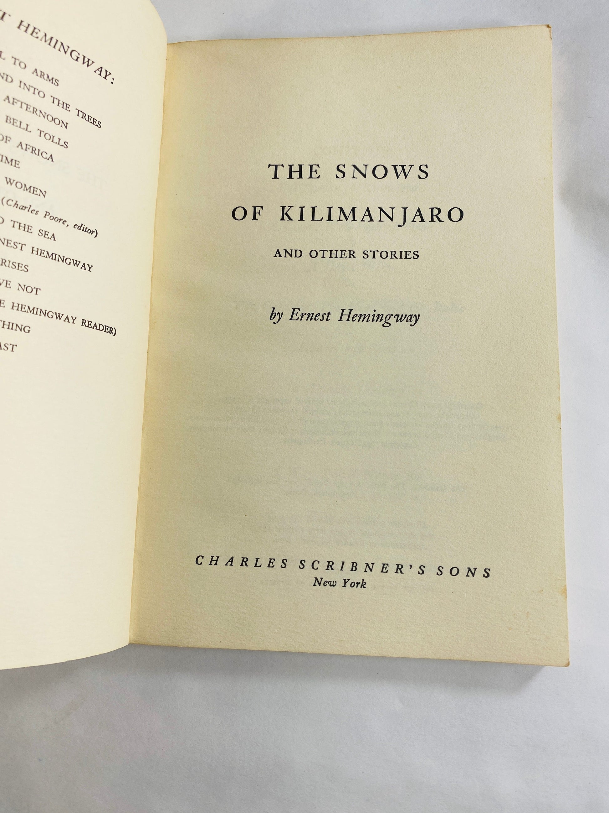 Ernest Hemingway Snows of Kilimanjaro vintage Scribner's Library vintage paperback book circa 1957 Heavily marked notes Please see pictures