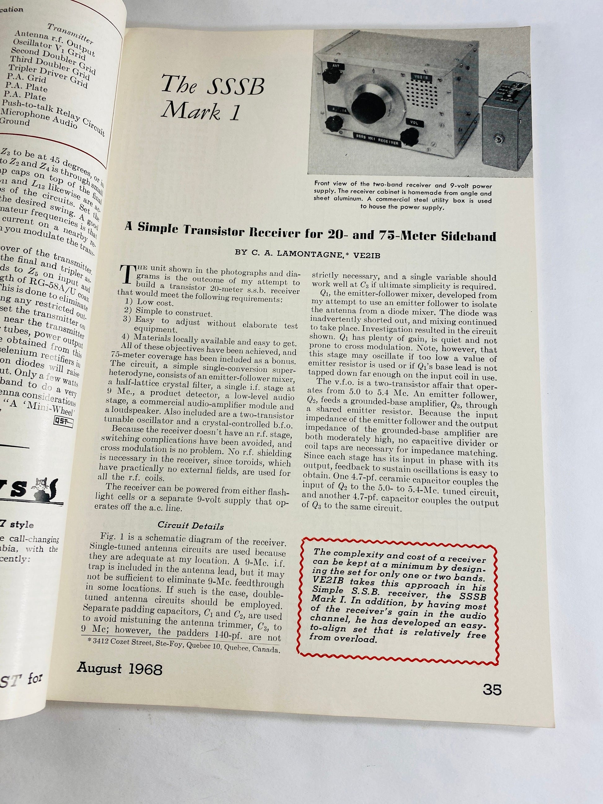 1968 AARL Radio vintage magazine Operator's Guide Amateur license. Electronic engineer gift communications featuring Jean DeMaw on cover