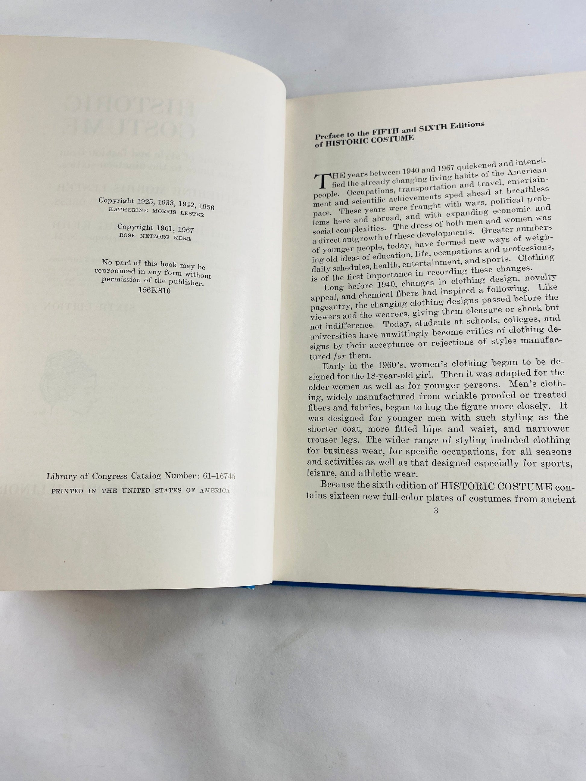 Historic Costume vintage design book by Lester & Kerr circa 1967 Fashion and style from remote times to 1960s Gothic Renaissance Elizabethan