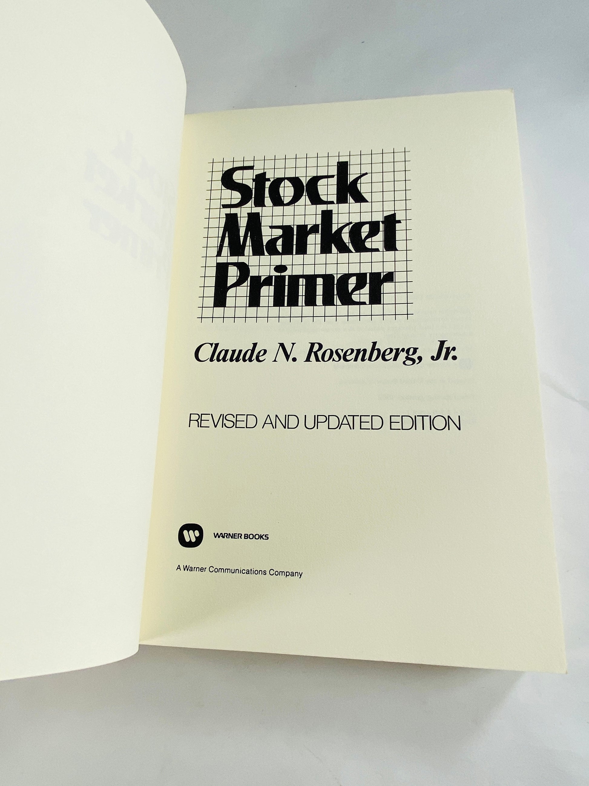 Stock Market Primer vintage paperback book by Claude Rosenberg circa 1982 Wall Street mutual fund investor analysis gift