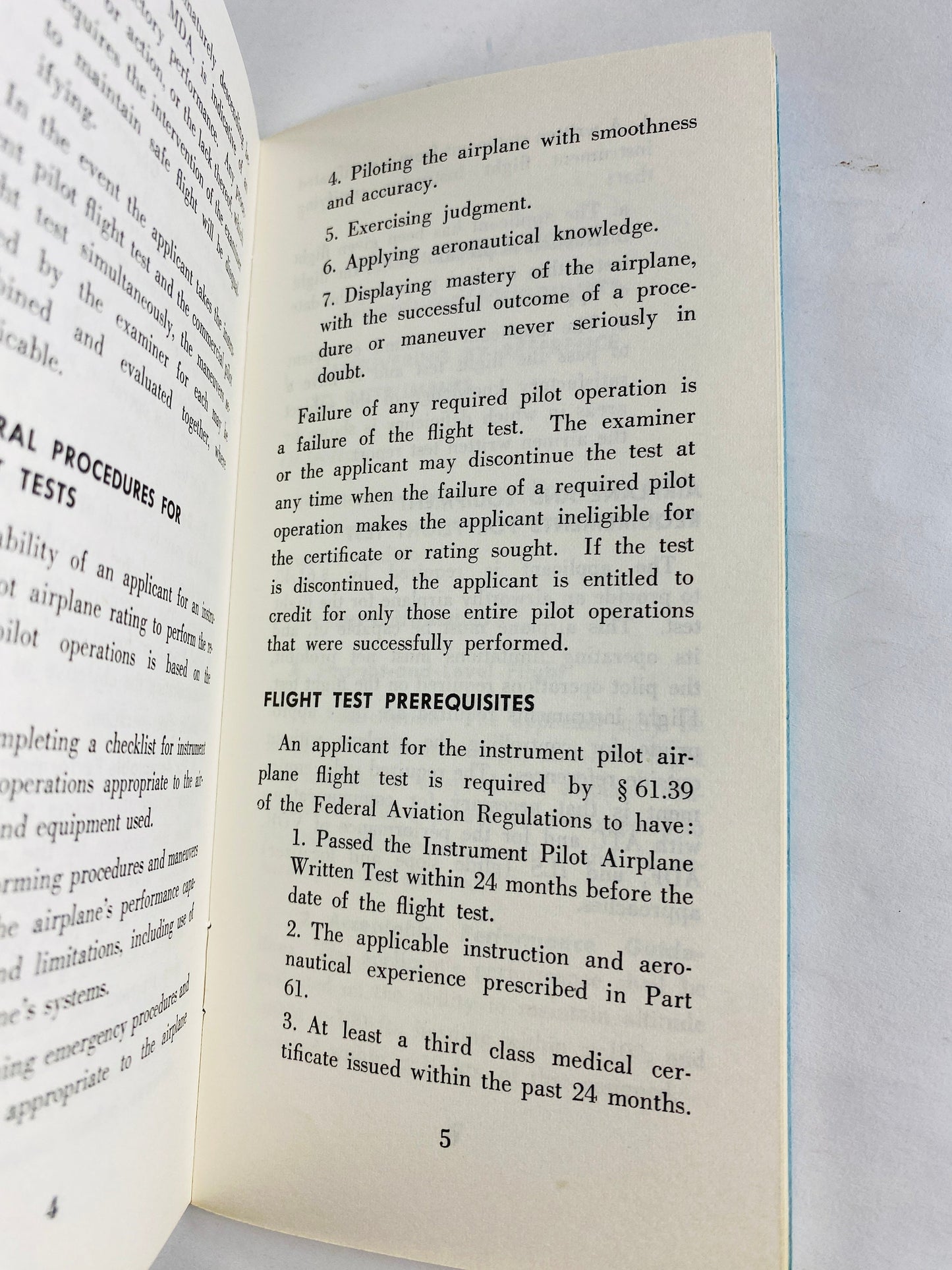 1976 vintage Instrument Pilot Flight Test Guide airline aircraft navigation FAA US Department of Transportation Federal Aviation