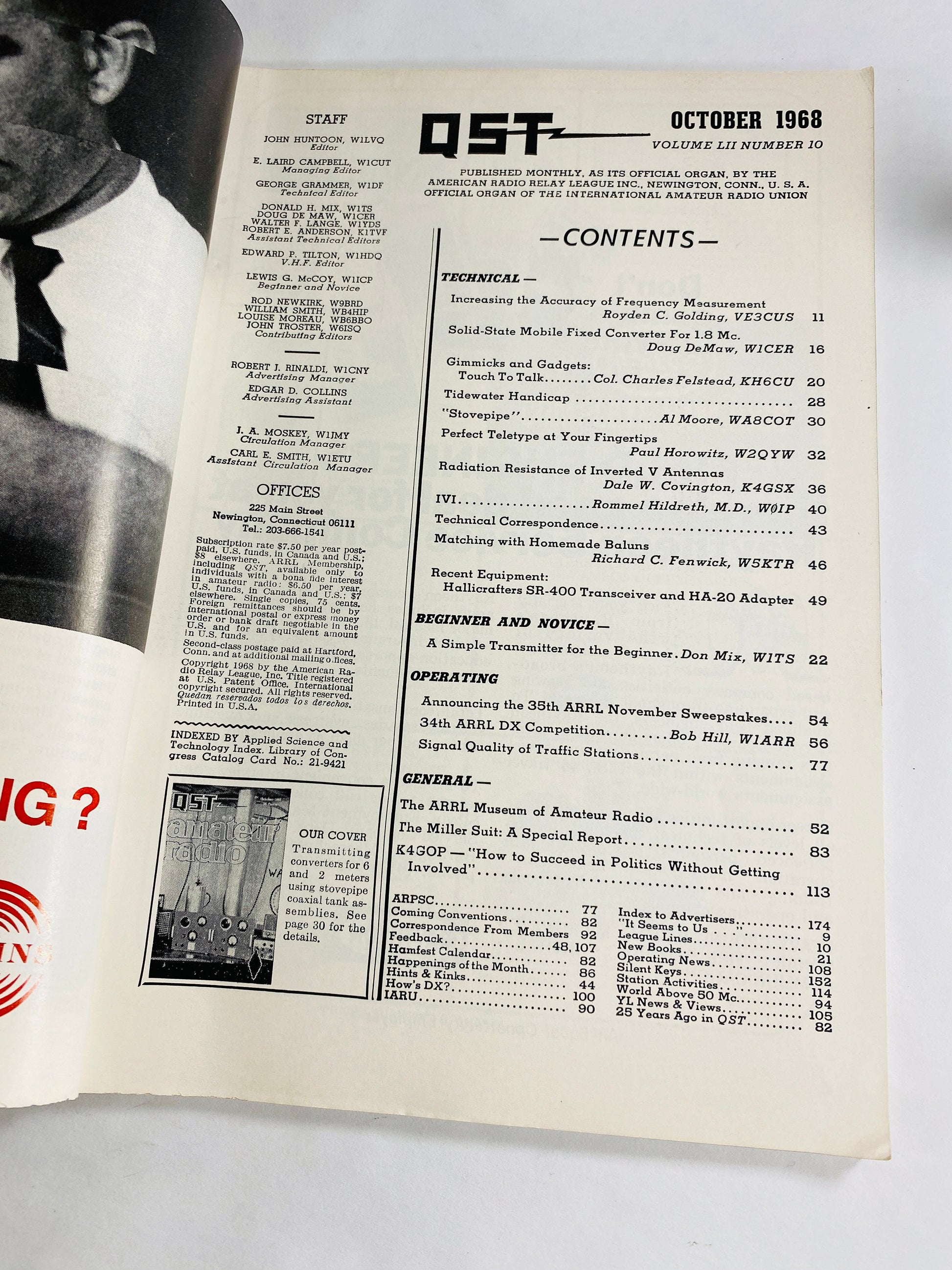 1968 ARRL Radio vintage magazine Operator Amateur Electronic communications transmitting converters using stovepipe coaxial tank assemblies