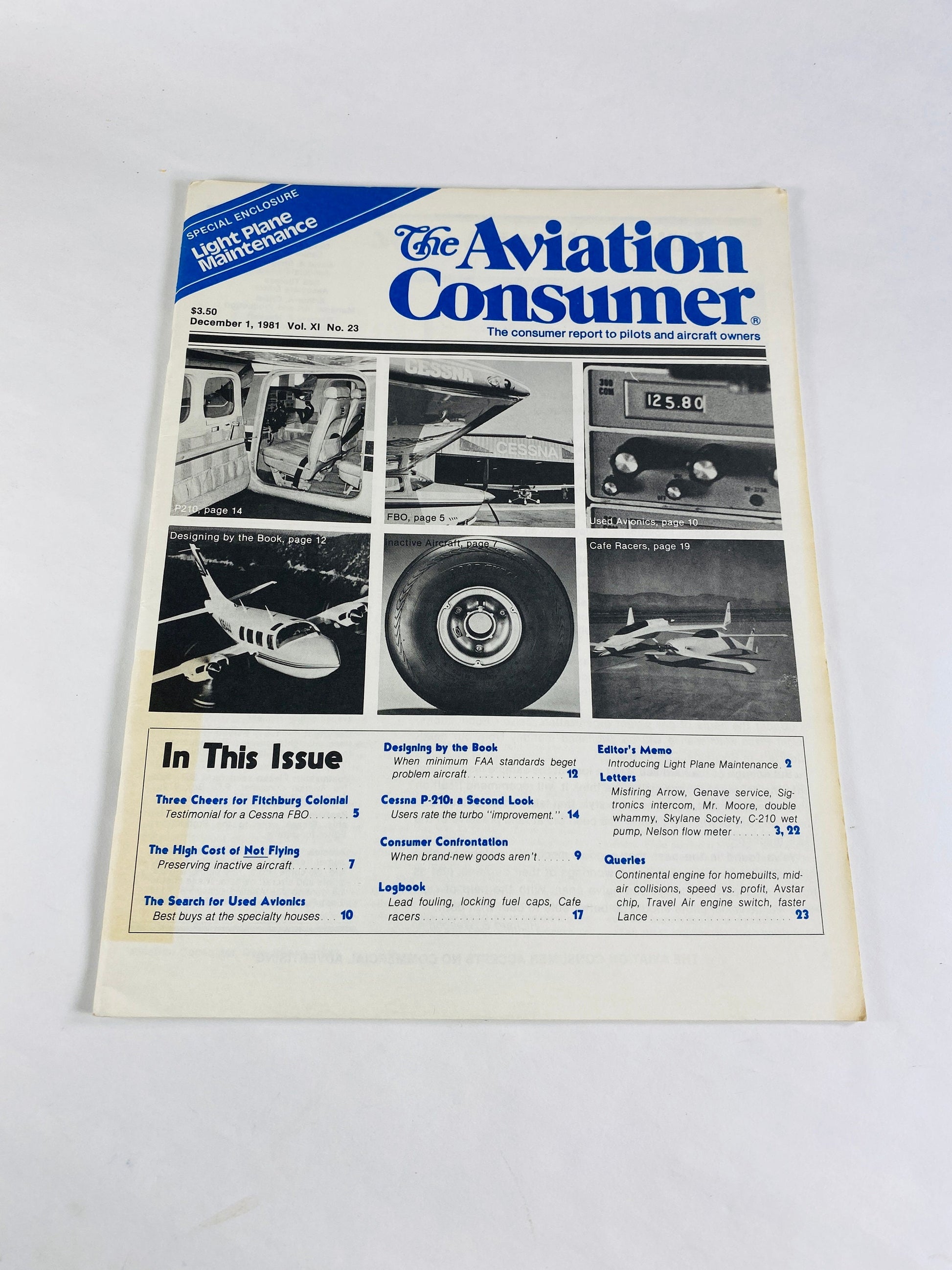 Aviation Consumer vintage magazine lot 1981 1983 FAA standards, turbo, lead fouling, locking fuel caps cockpit, Continental O-470