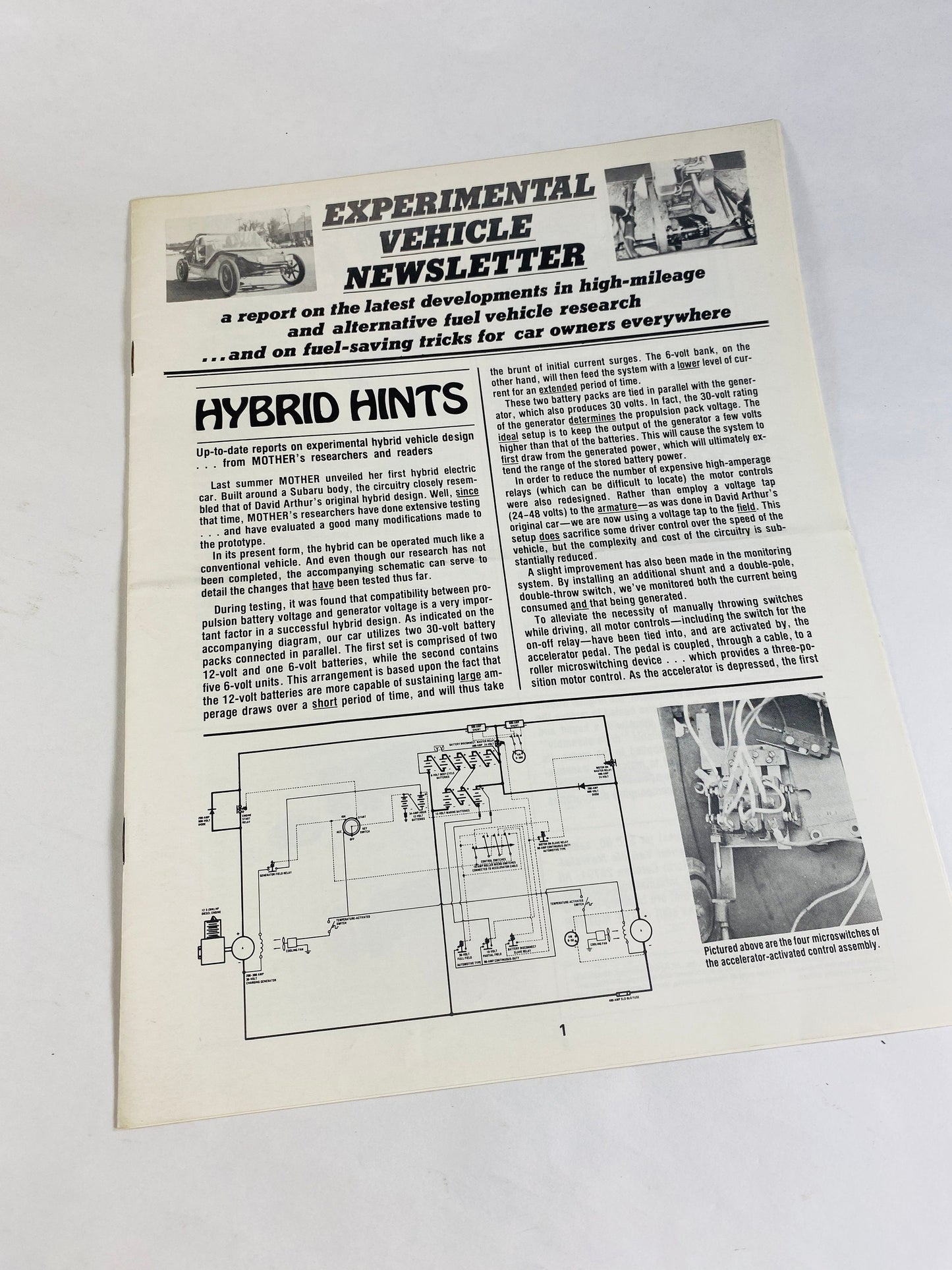 1981 Experimental Vehicle vintage newsletter by Mother Earth News Hyrid Hints, alternative fuels,