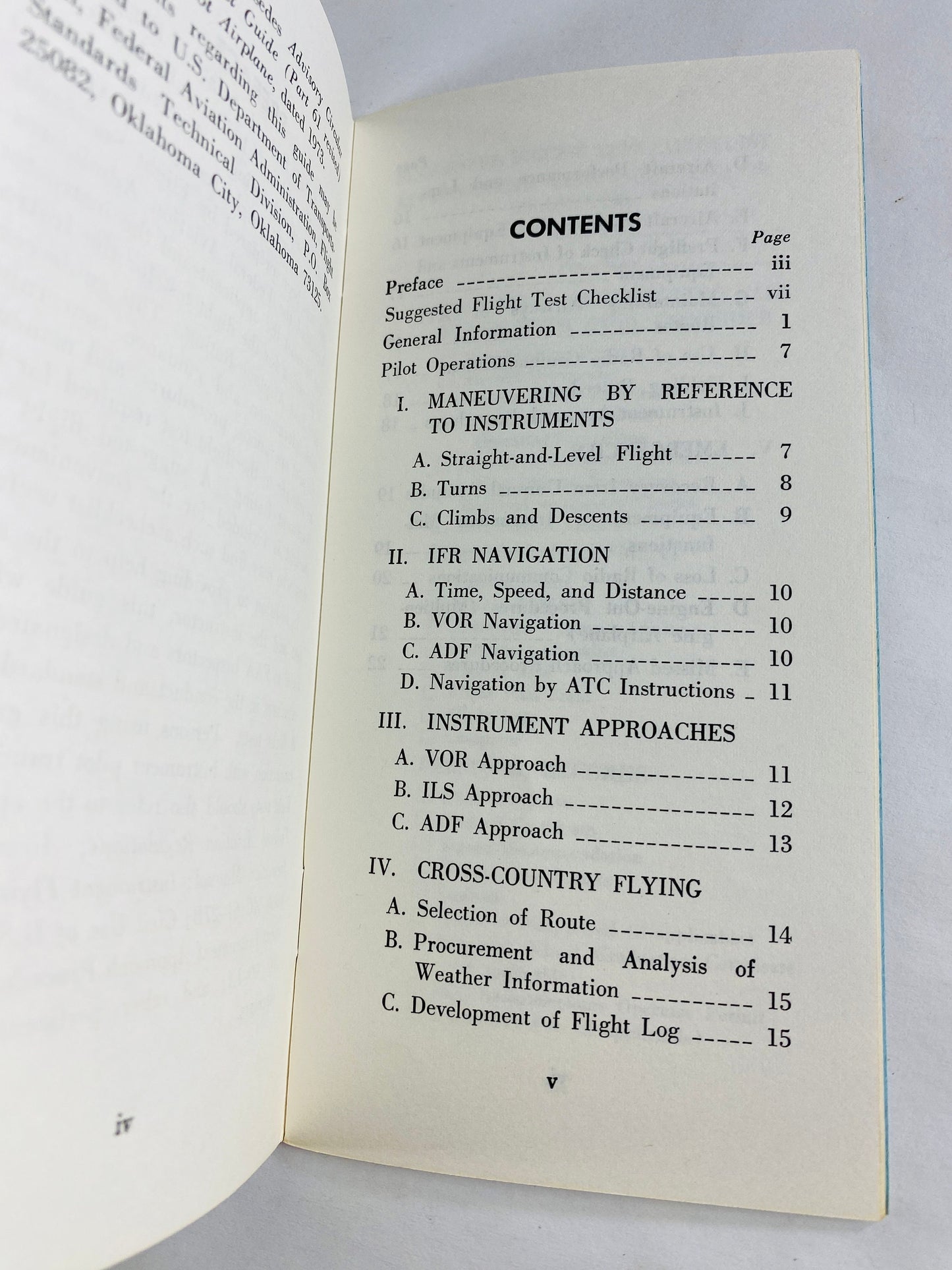 1976 vintage Instrument Pilot Flight Test Guide airline aircraft navigation FAA US Department of Transportation Federal Aviation