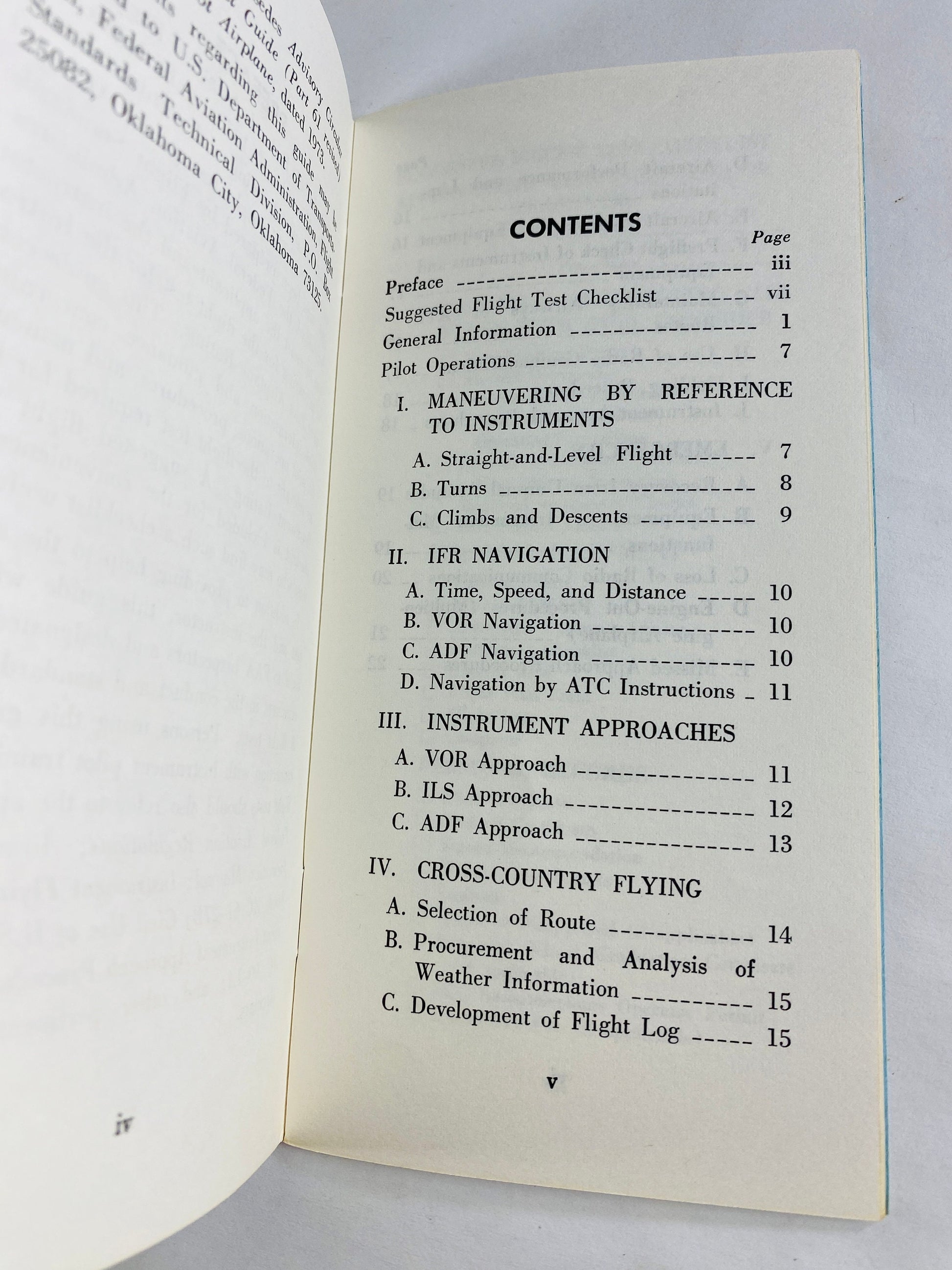 1976 vintage Instrument Pilot Flight Test Guide airline aircraft navigation FAA US Department of Transportation Federal Aviation