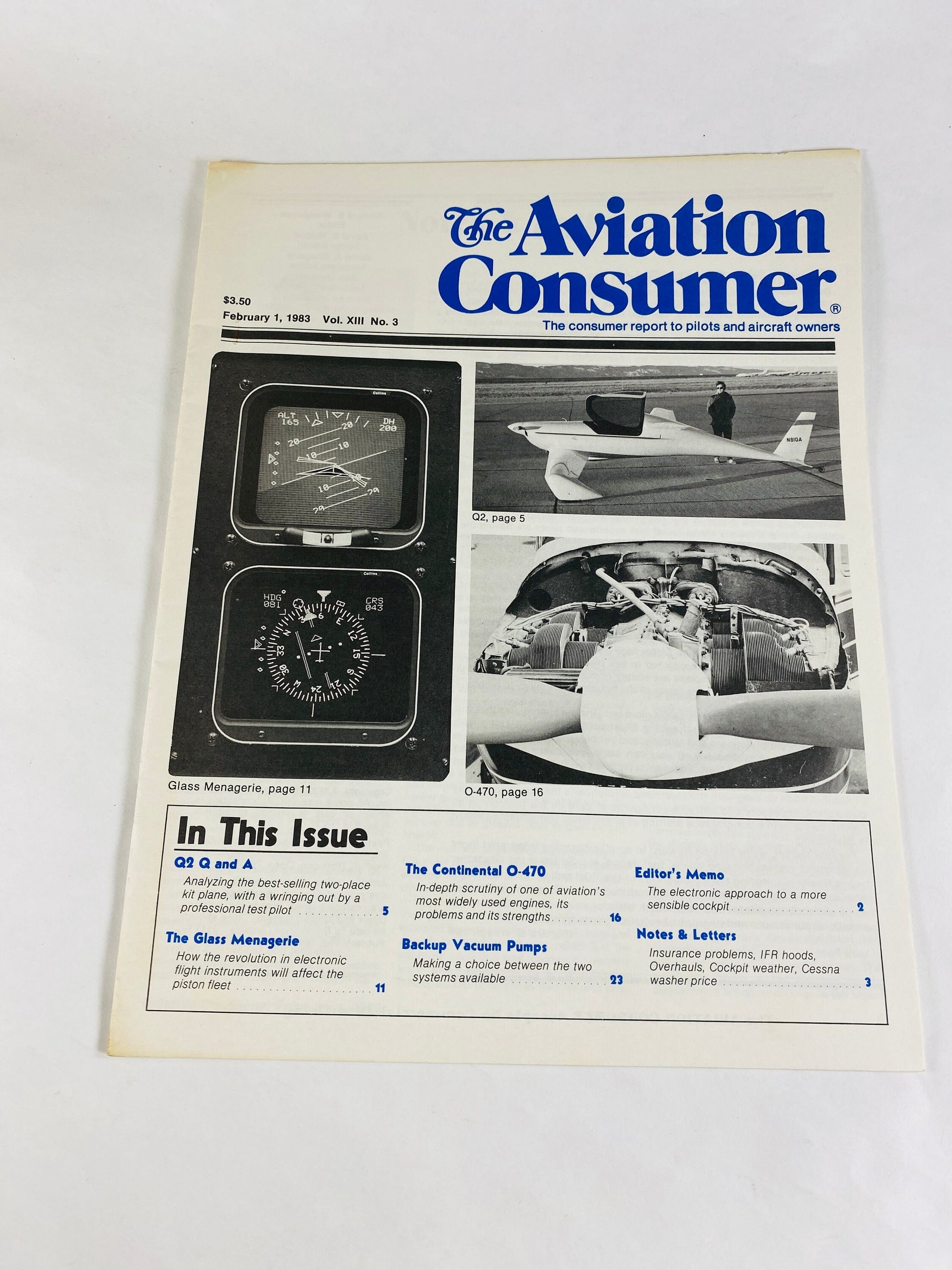 Aviation Consumer vintage magazine 1981 1983 FAA standards, turbo, lead fouling, locking fuel caps cockpit, Continental O-470