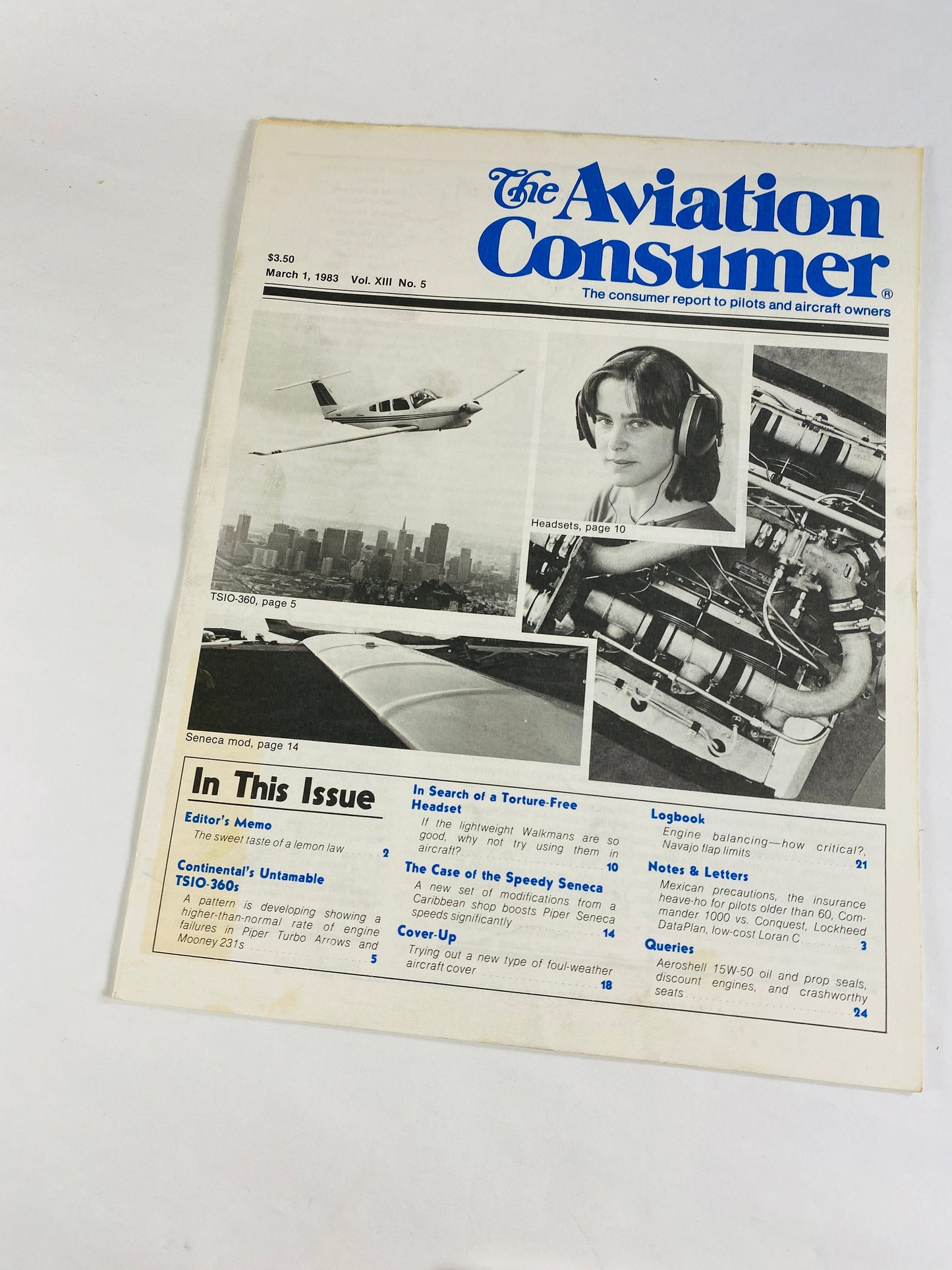 Aviation Consumer vintage magazine 1981 1983 FAA standards, turbo, lead fouling, locking fuel caps cockpit, Continental O-470