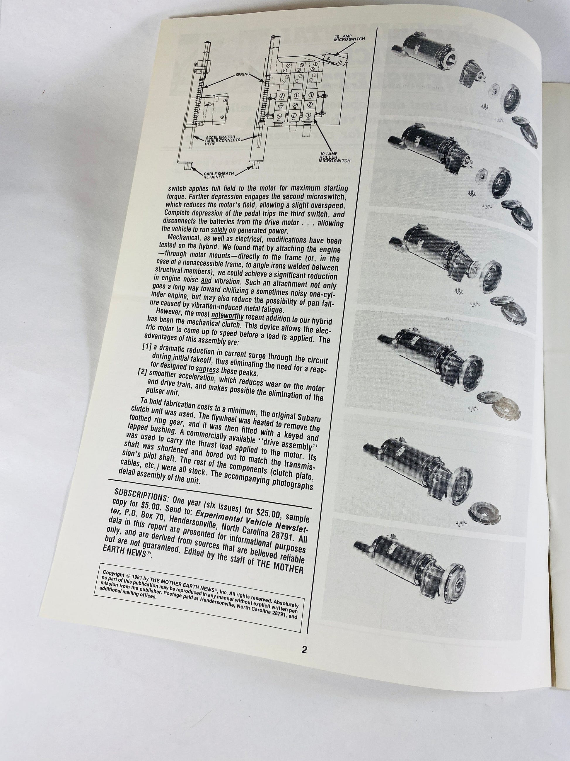 1981 Experimental Vehicle vintage newsletter by Mother Earth News Hyrid Hints, alternative fuels,