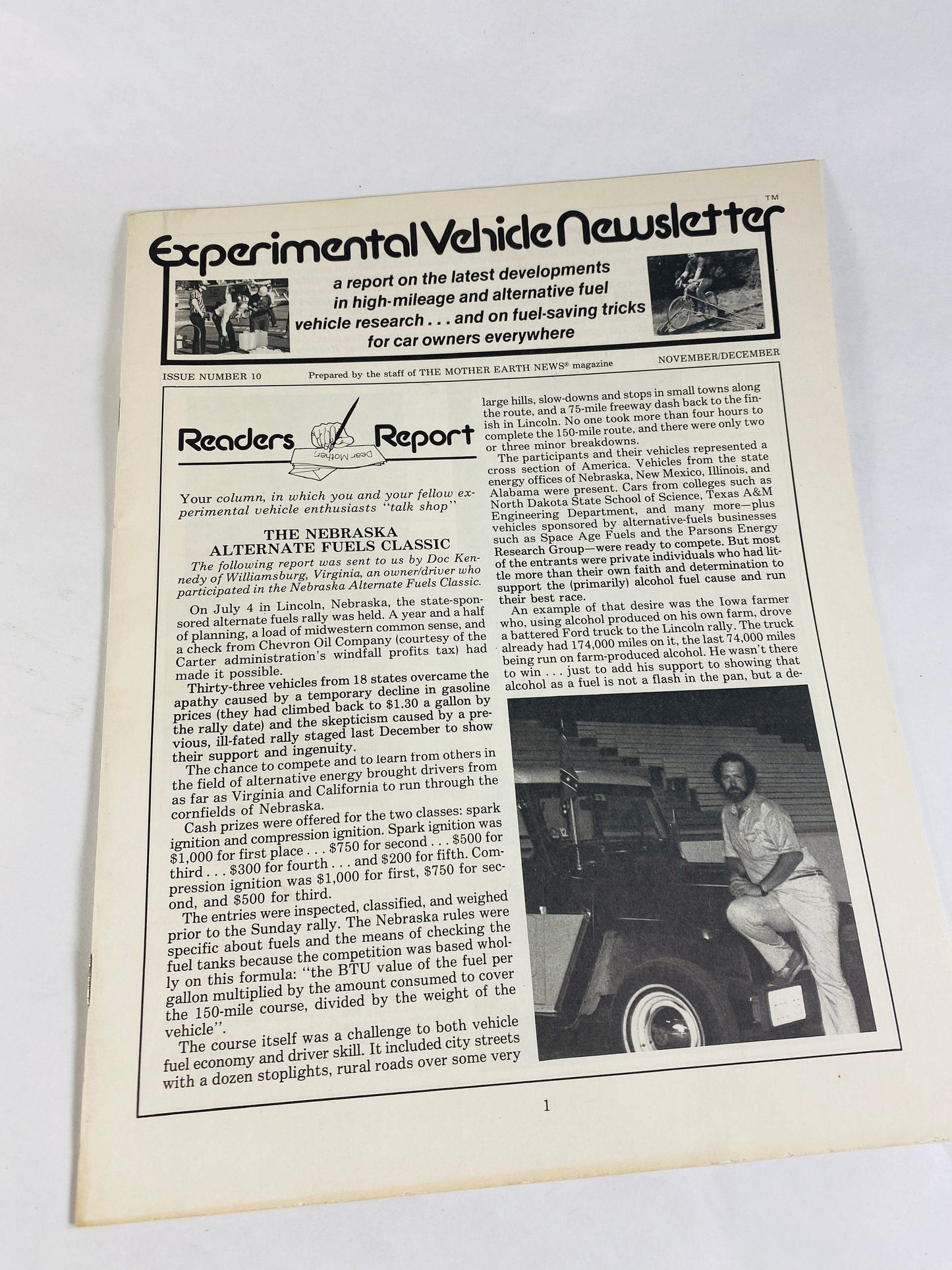 1981 Experimental Vehicle vintage newsletter by Mother Earth News Hyrid Hints, alternative fuels,