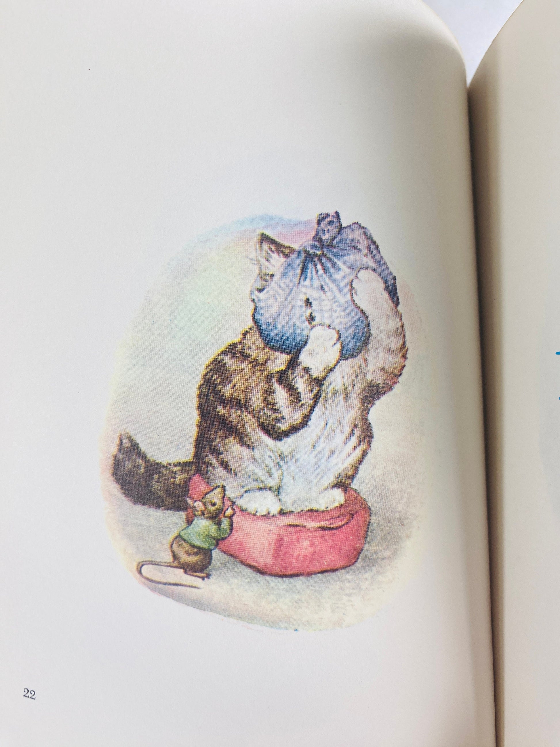 Story of Miss Moppet and a Fierce Bad Rabbit by Beatrix Potter vintage children's book circa 1987. Tale of Peter Rabbit.