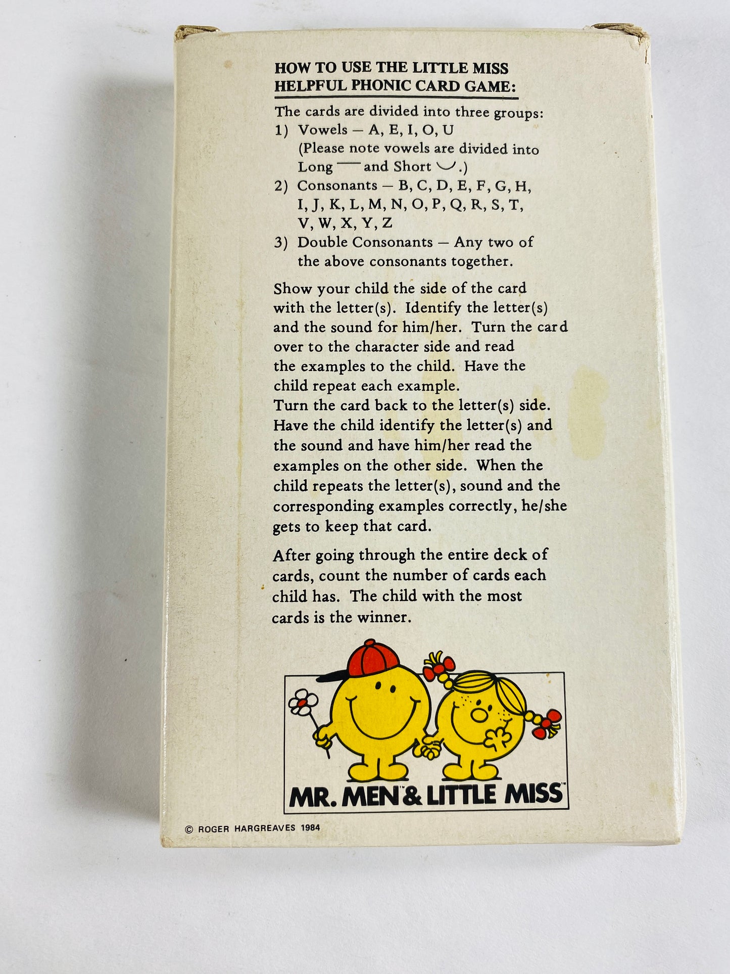 Mr Men vintage phonics Flash cards Miss Sky circa 1984 Little Miss Roger Hargreaves vowels consonants and double consanants