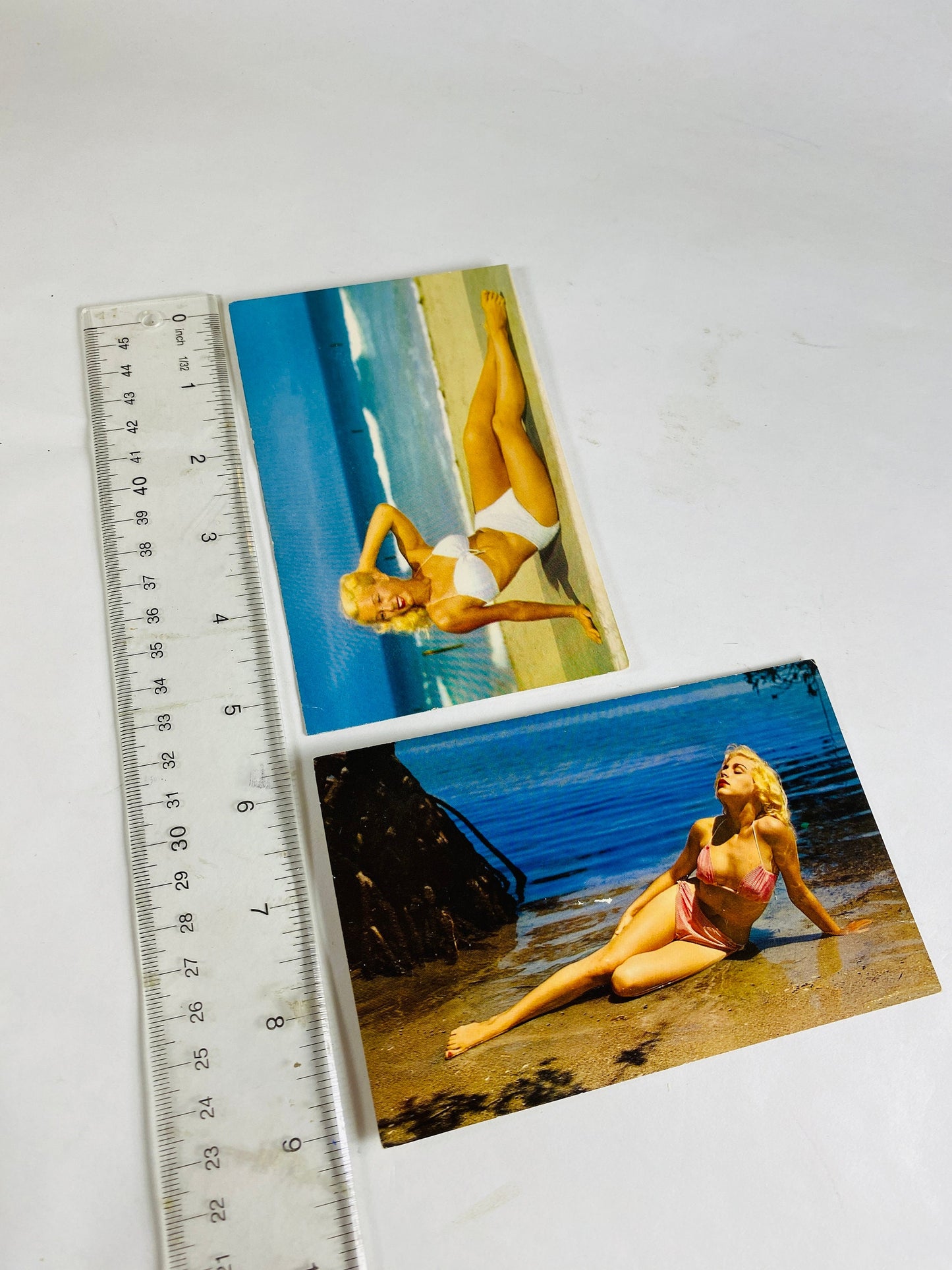 1960s Vintage Pinup Risqué sun bathing blonde beauty Bikini Girl postcard lot B Amadeus Rubel & Hannau Marilyn Monroe look alike