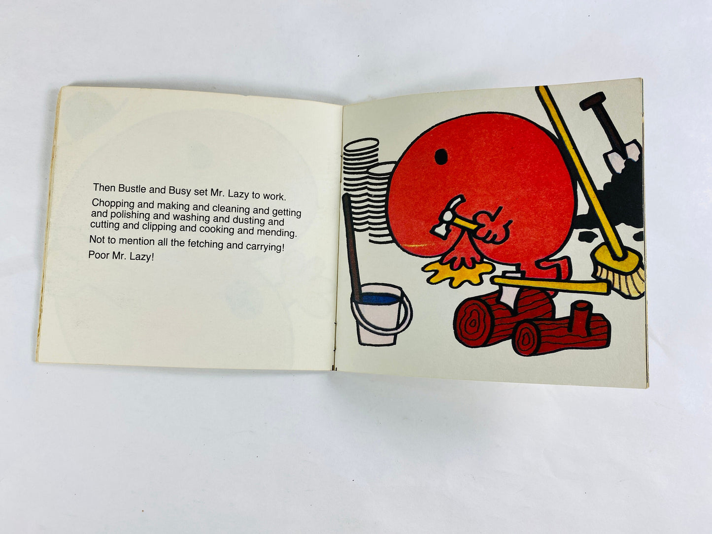 Mr. Lazy Mr Men vintage paperback book by Roger Hargreaves circa 1980 Children's books.