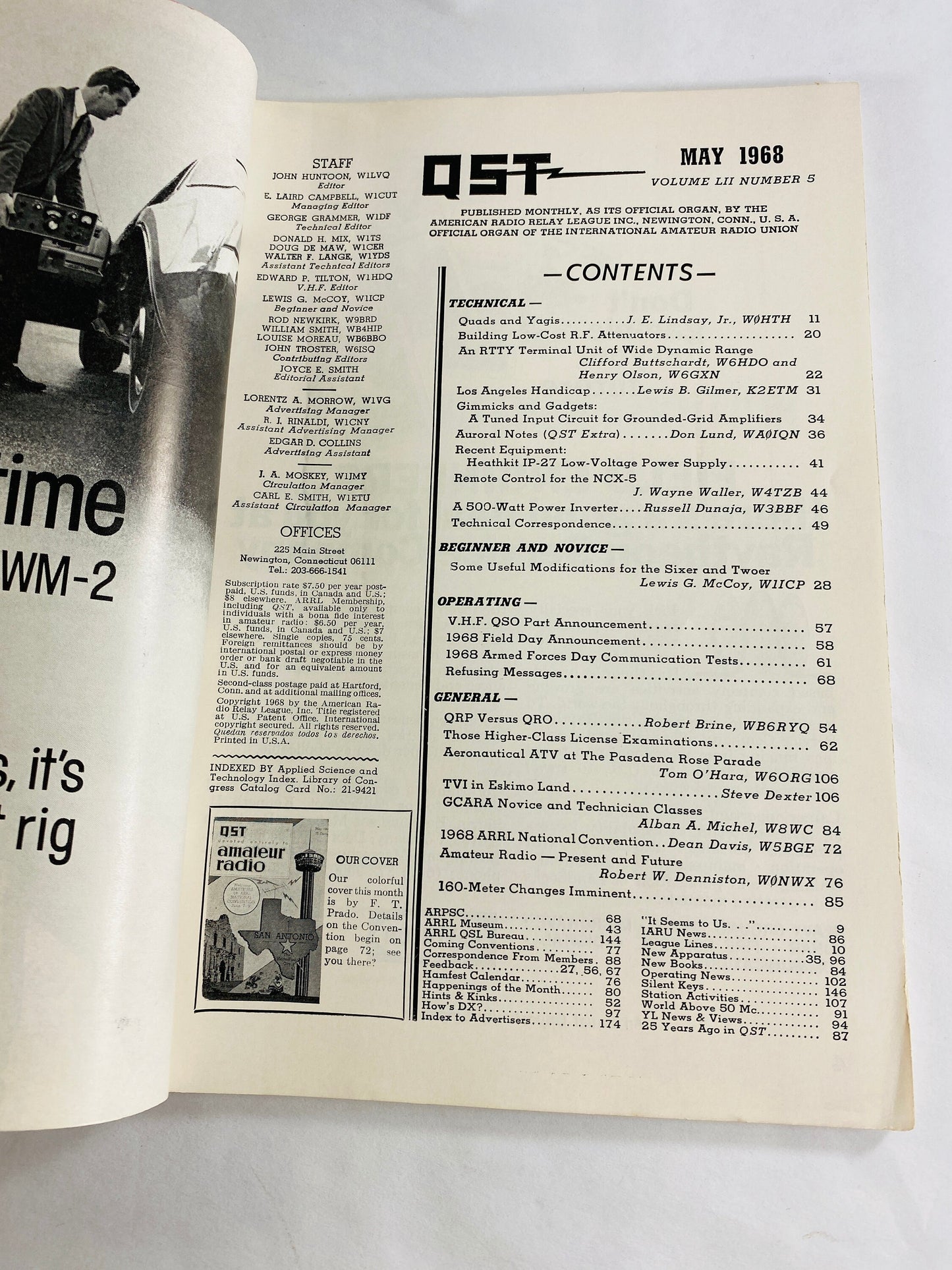 1968 QST AARL Radio vintage magazine San Antonio Convention Operator's Guide Amateur license. Electronic engineer gift communications