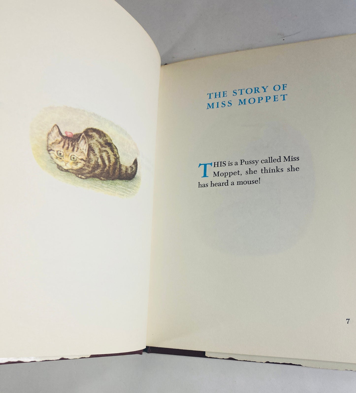 Story of Miss Moppet and a Fierce Bad Rabbit by Beatrix Potter vintage children's book circa 1987. Tale of Peter Rabbit.