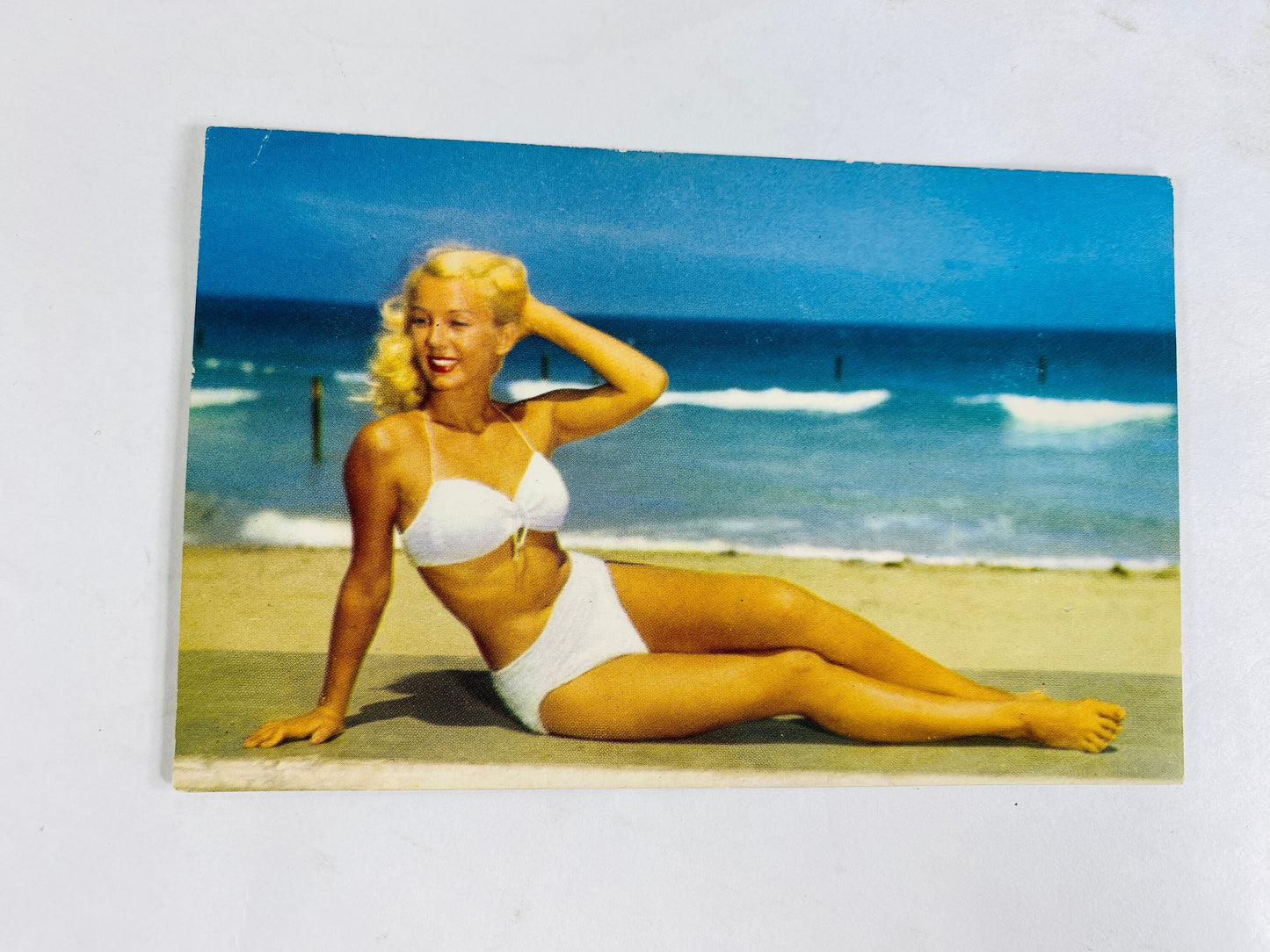 1960s Vintage Pinup Risqué sun bathing blonde beauty Bikini Girl postcard lot B Amadeus Rubel & Hannau Marilyn Monroe look alike