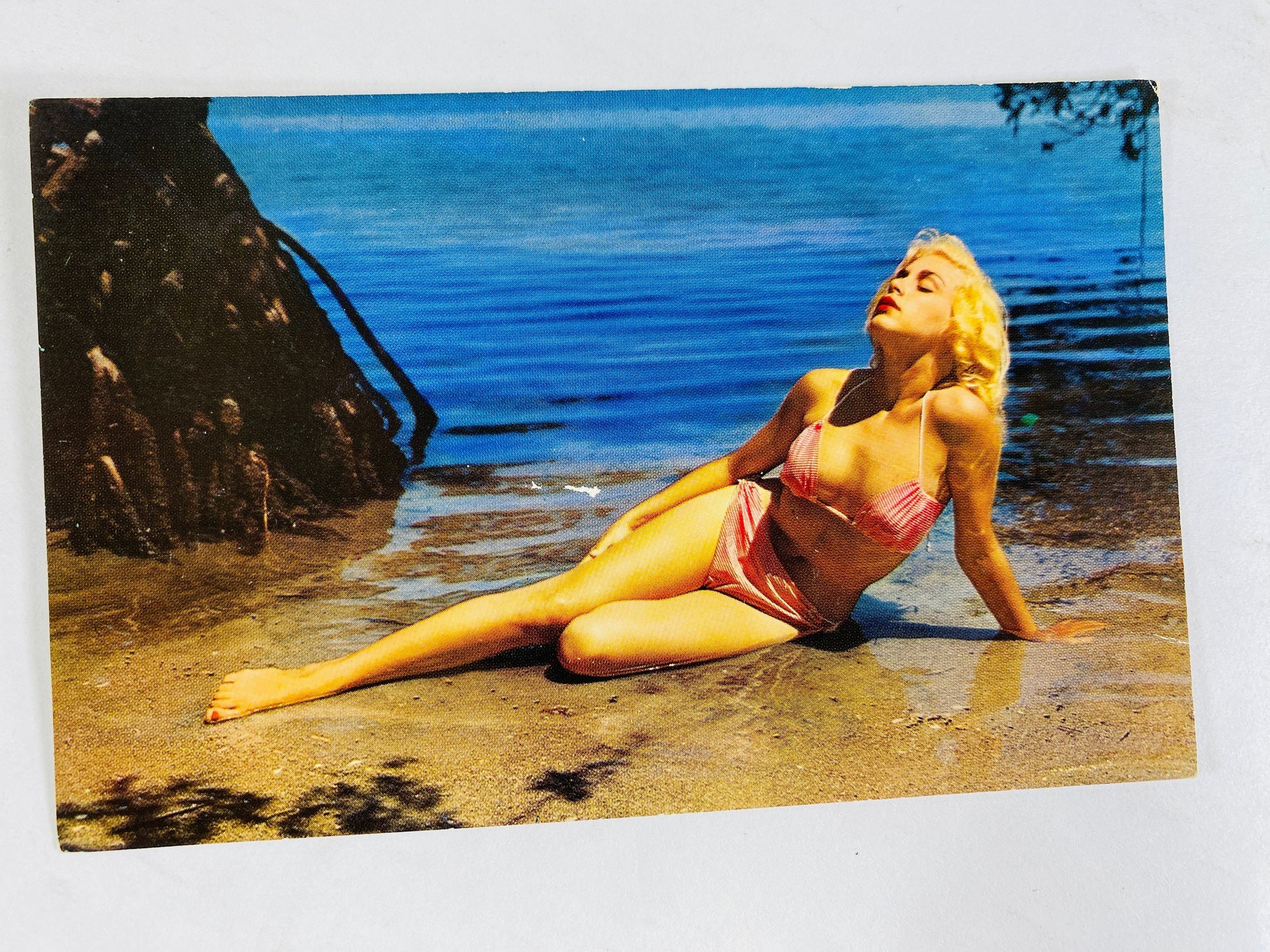 1960s Vintage Pinup Risqué sun bathing blonde beauty Bikini Girl postcard lot B Amadeus Rubel & Hannau Marilyn Monroe look alike