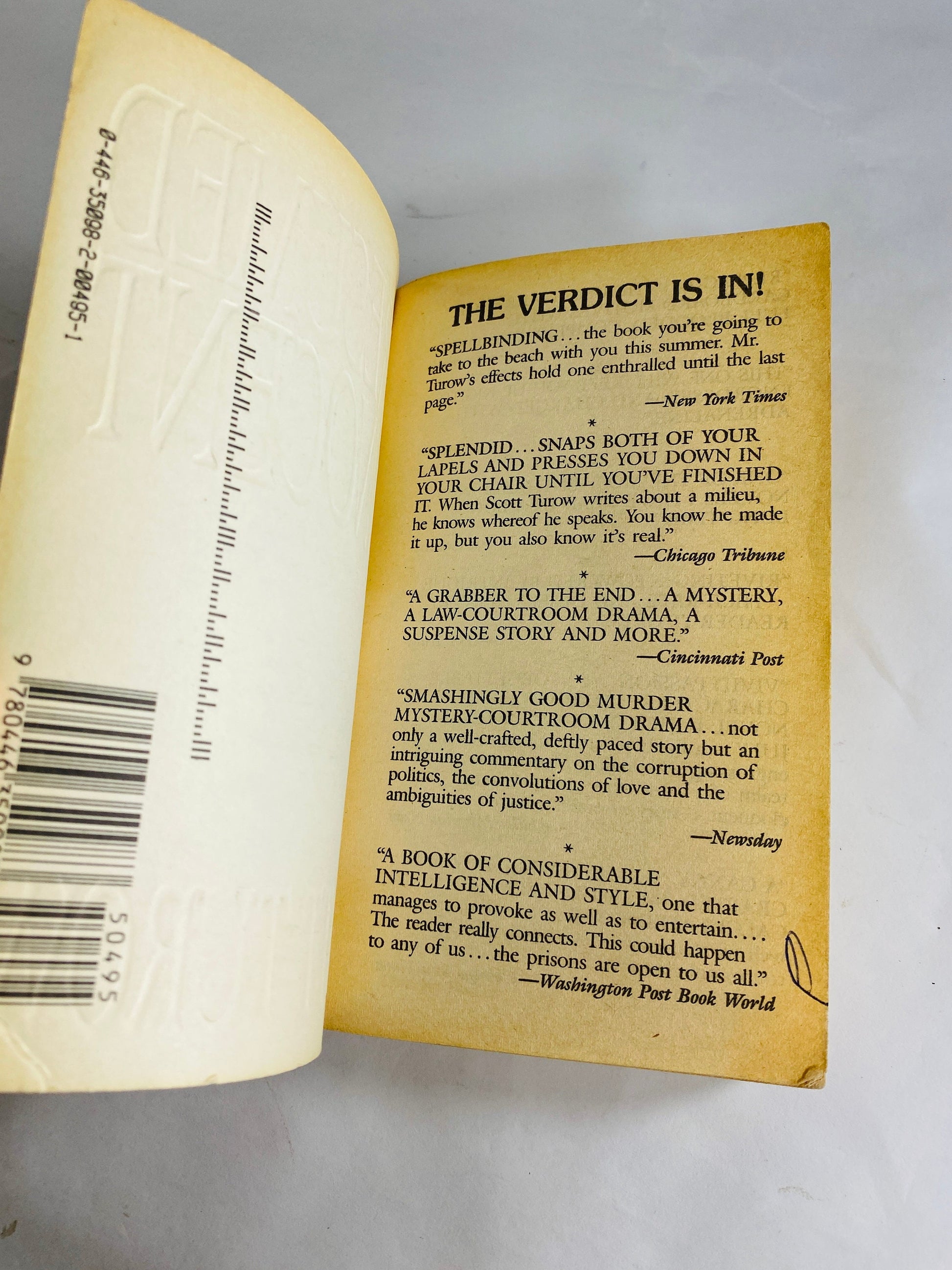 Presumed Innocent vintage paperback book by Scott Turow circa 1987 legal thriller about betrayal, obsession and murder