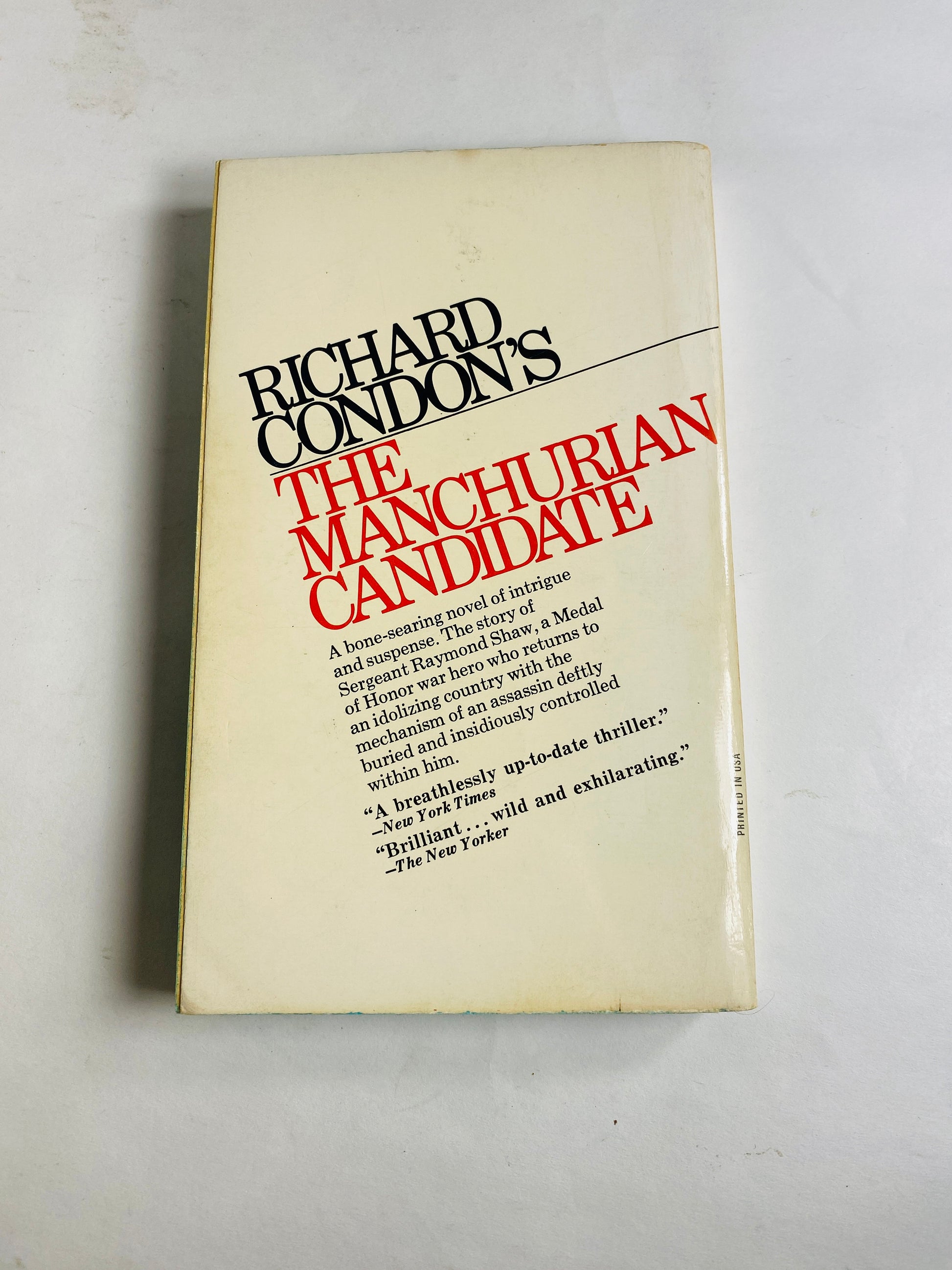 Manchurian Candidate vintage paperback book by Richard Condon circa 1974 Political thriller about becoming a Communist assassin