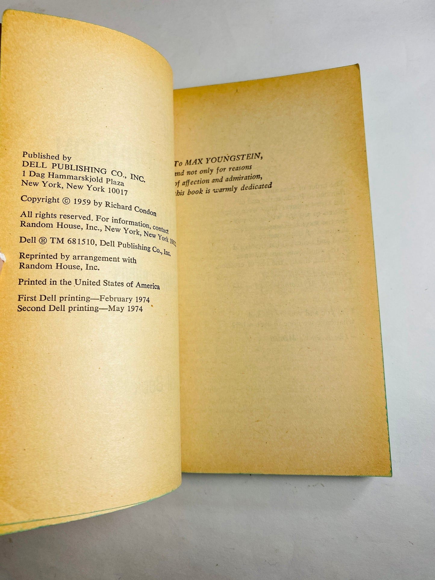 Manchurian Candidate vintage paperback book by Richard Condon circa 1974 Political thriller about becoming a Communist assassin