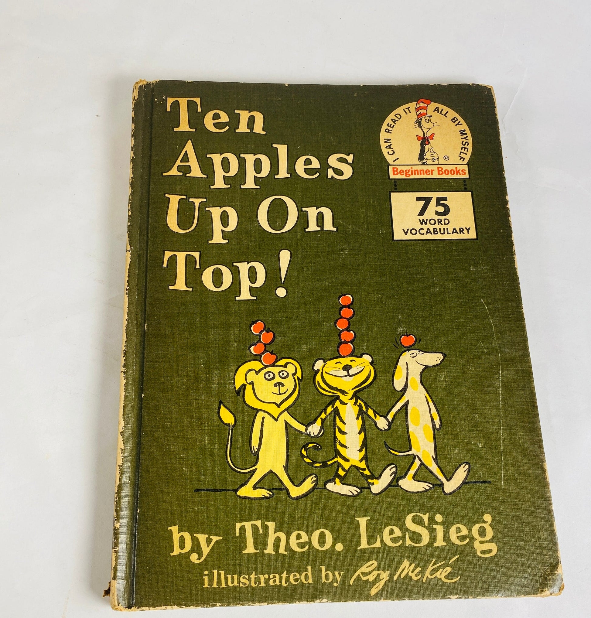 Ten Apples Up on Top vintage Dr Seuss book circa 1961 by Theodor Geisel collectible children's book early beginning reader BCE