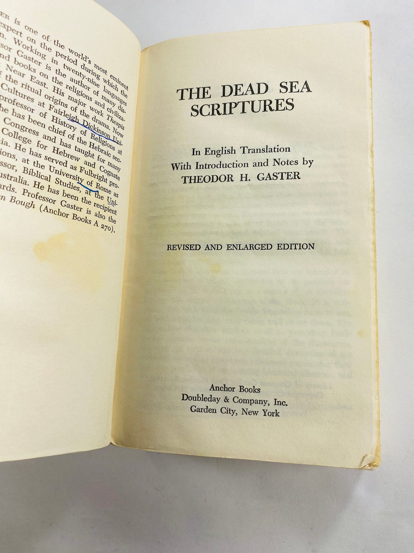 Dead Sea Scriptures Scrolls vintage paperback book with introduction by Theodor Gaster circa 1964