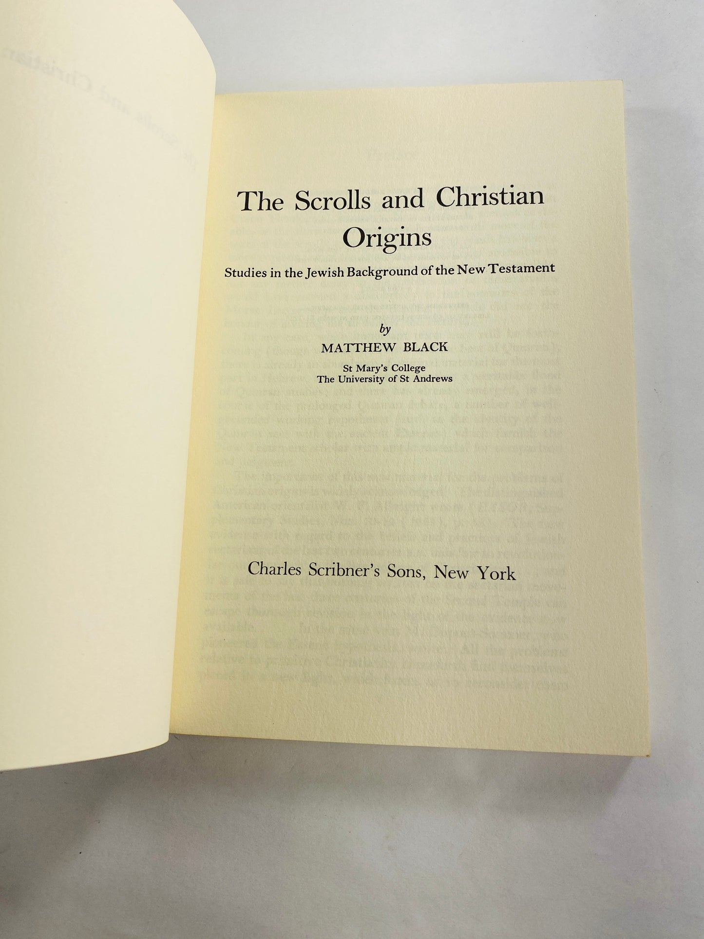 Scrolls and Christian Origins vintage Dead Sea Scrolls paperback book by Matthew Black circa 1961