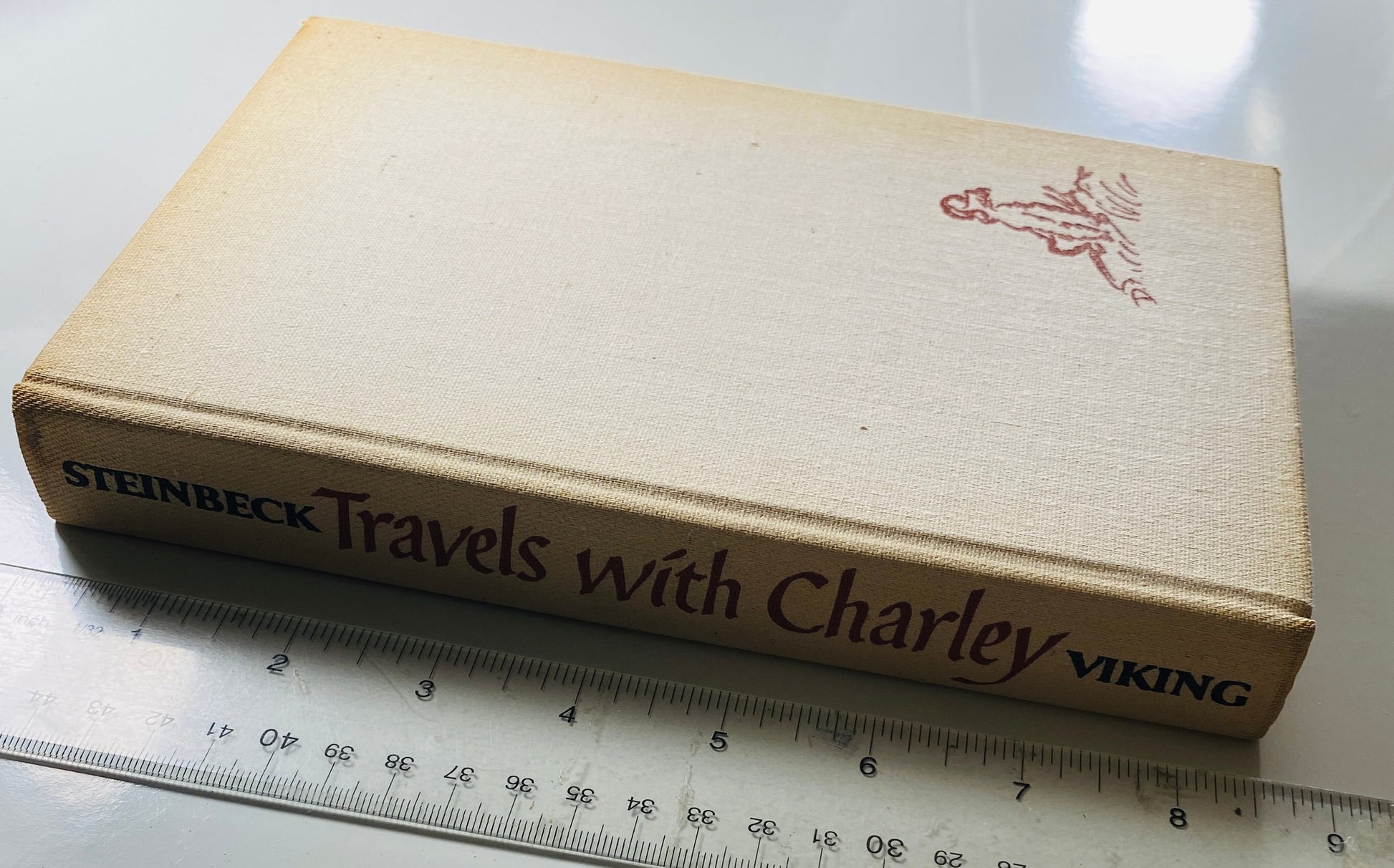 Travels with Charley by John Steinbeck EARLY PRINTING vintage book circa 1962 White home decor. Story of a man and his dog on a journey