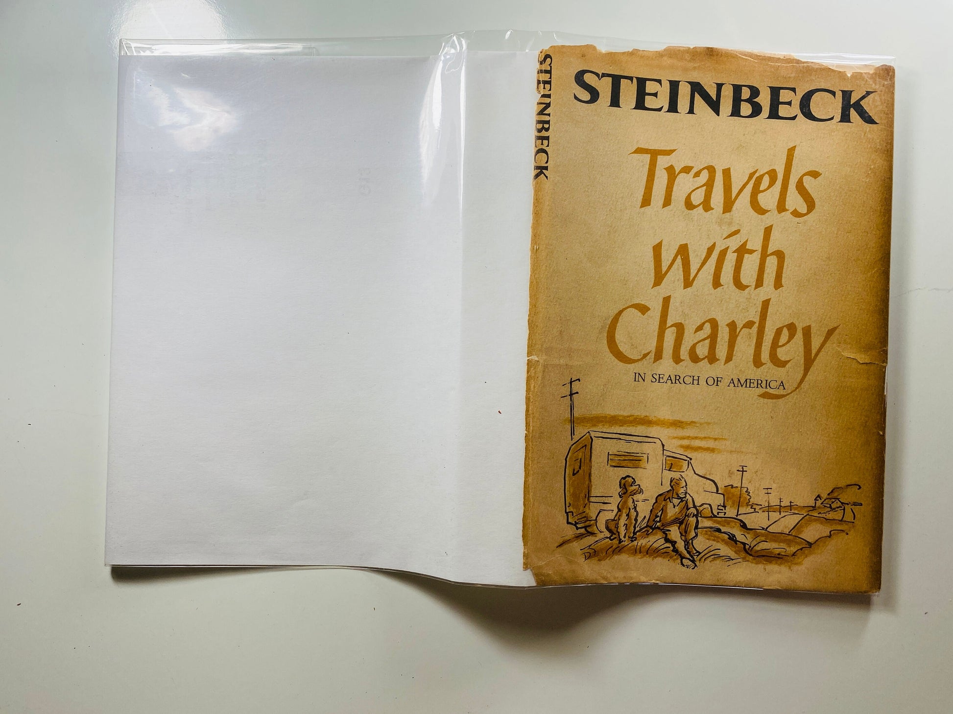 Travels with Charley by John Steinbeck EARLY PRINTING vintage book circa 1962 White home decor. Story of a man and his dog on a journey