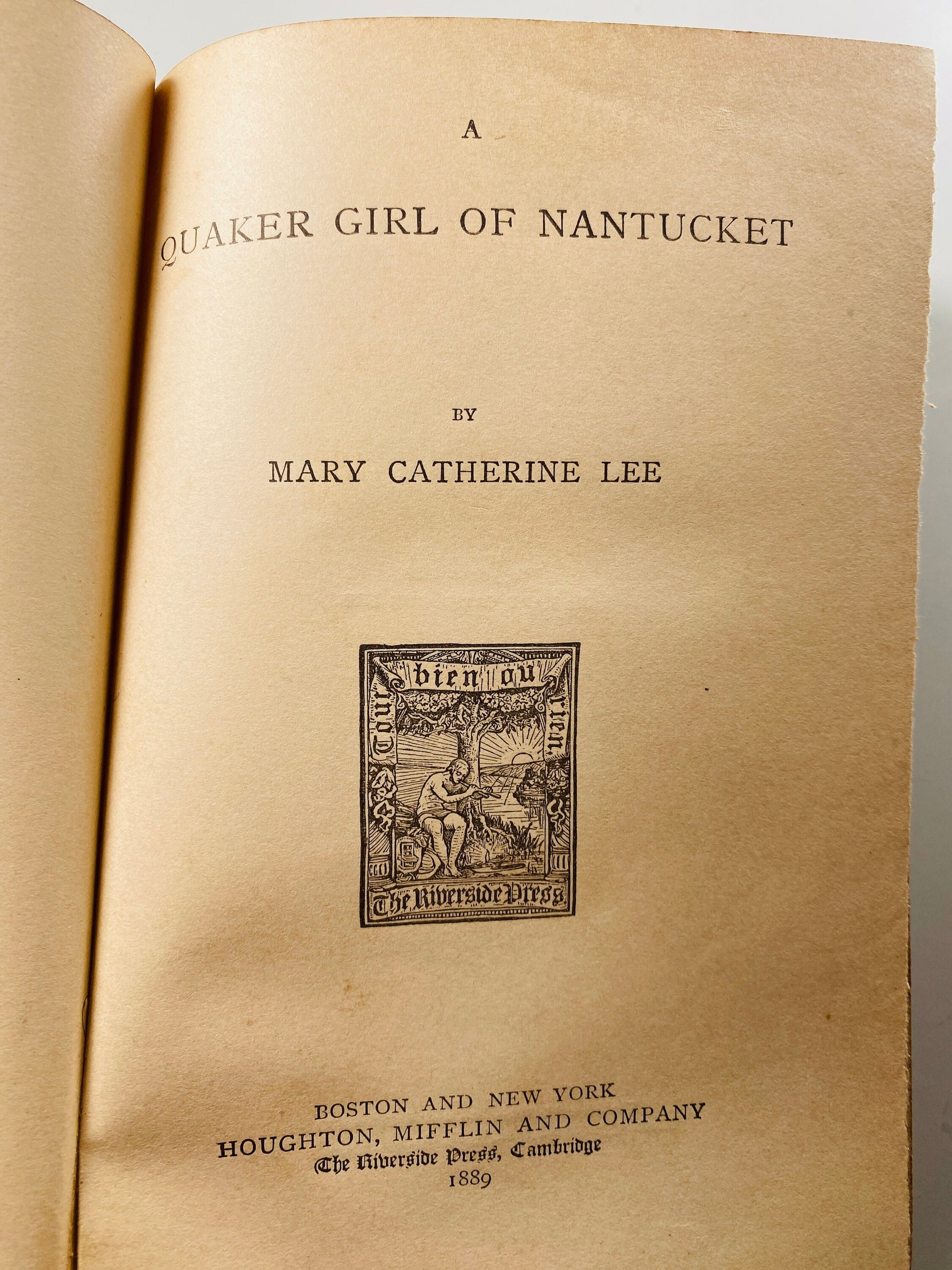 Quaker Girl of Nantucket FIRST EDITION vintage book by Catherine Mary Lee circa 1889 about Nantucket, its quaintness and simplicity