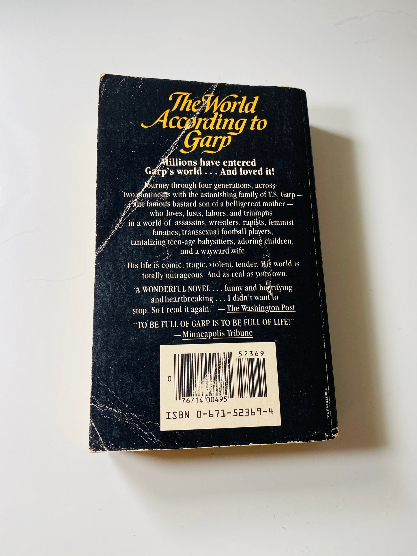 World According to Garp Vintage paperback book circa 1979 by John Irving. Robin Williams John Lithgow Glenn Close.