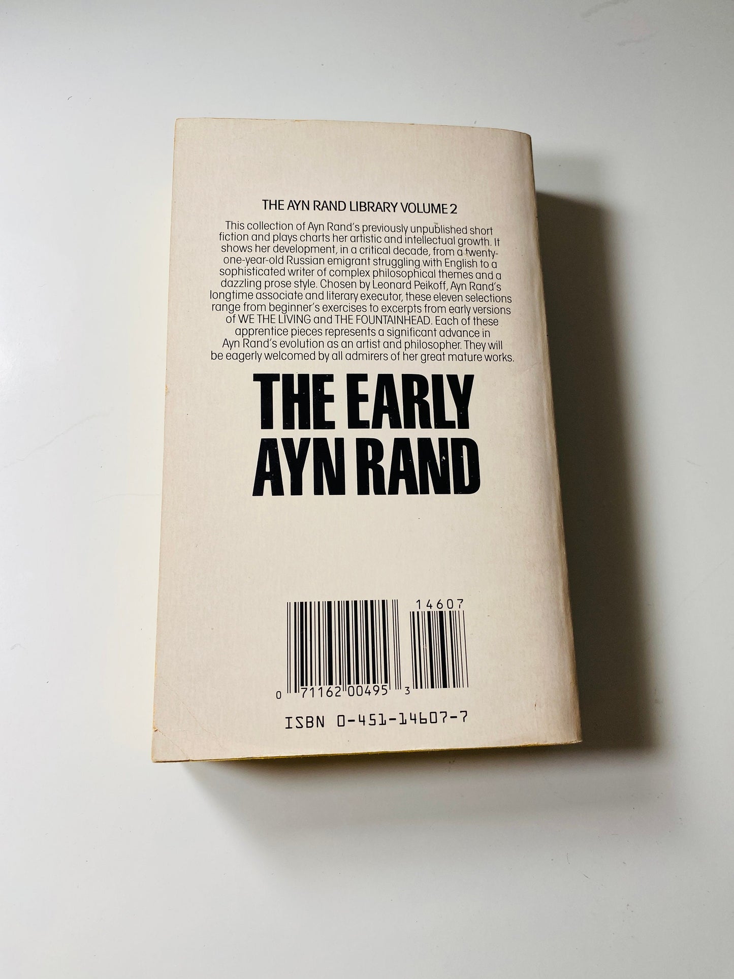 Early Writings of Ayn Rand EARLY PRINTING vintage Signet paperback book circa 1986 Objectivism novel by the author of Atlas Shrugged