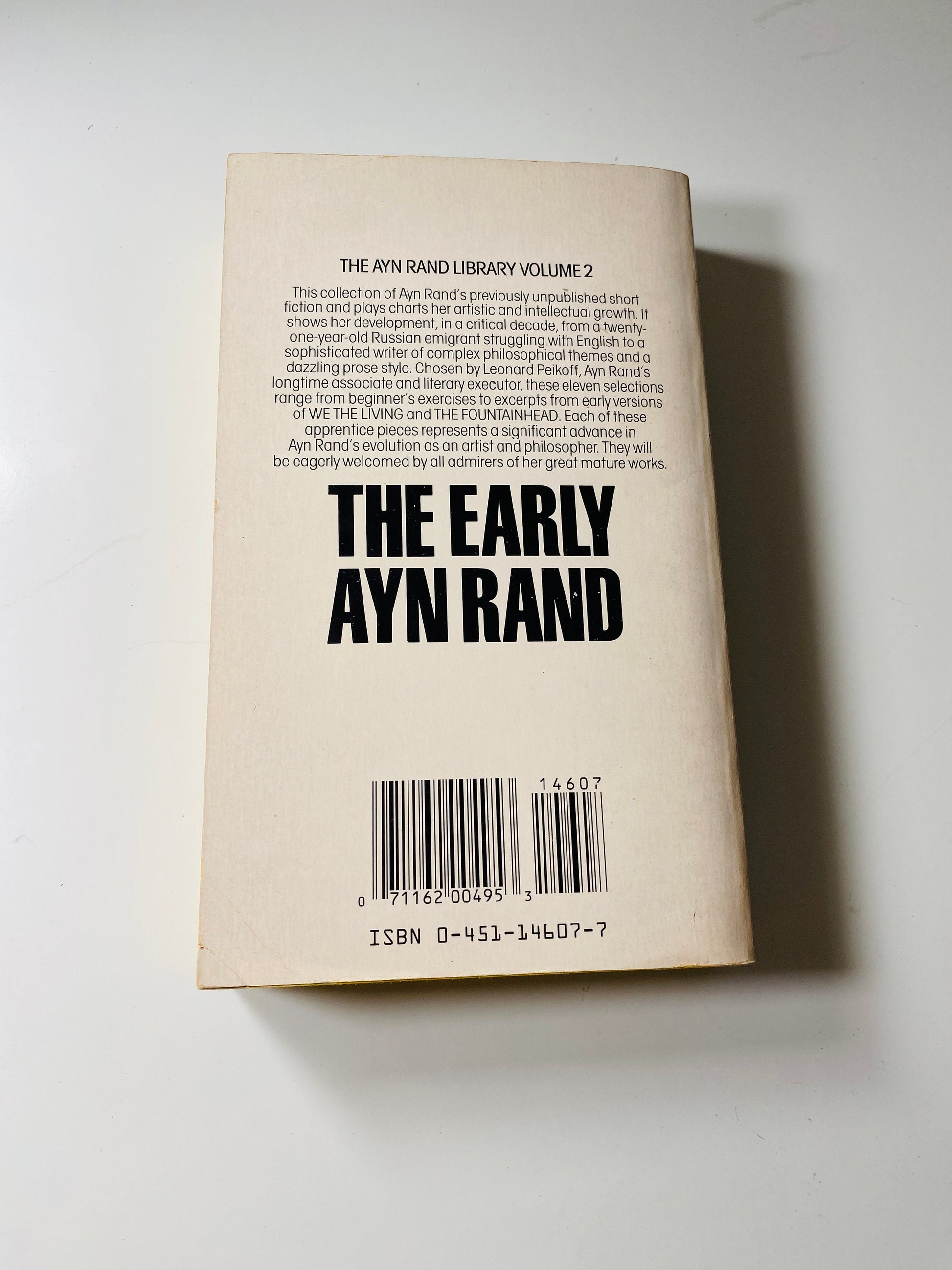 Early Writings of Ayn Rand EARLY PRINTING vintage Signet paperback book circa 1986 Objectivism novel by the author of Atlas Shrugged
