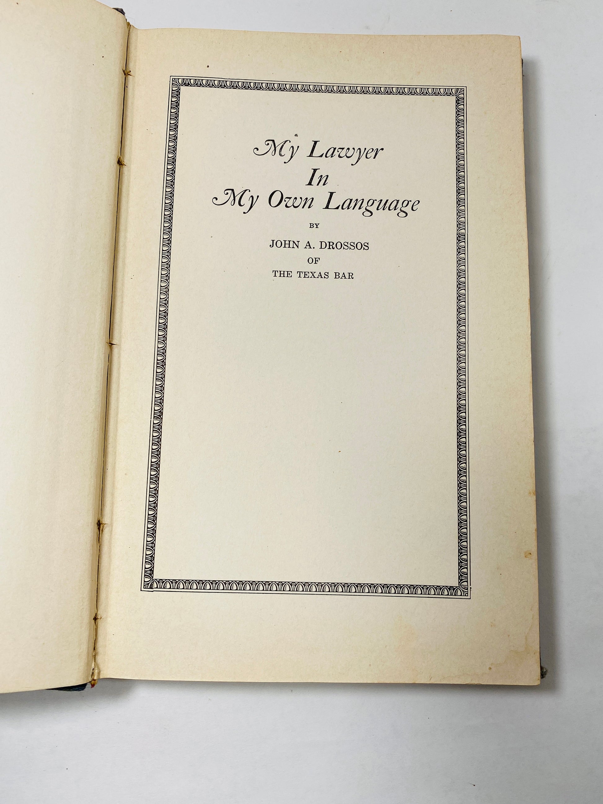 RARE Law Antique book circa 1933 FIRST EDITION Texas law treatise in the layman's language Attorney lawyer decor