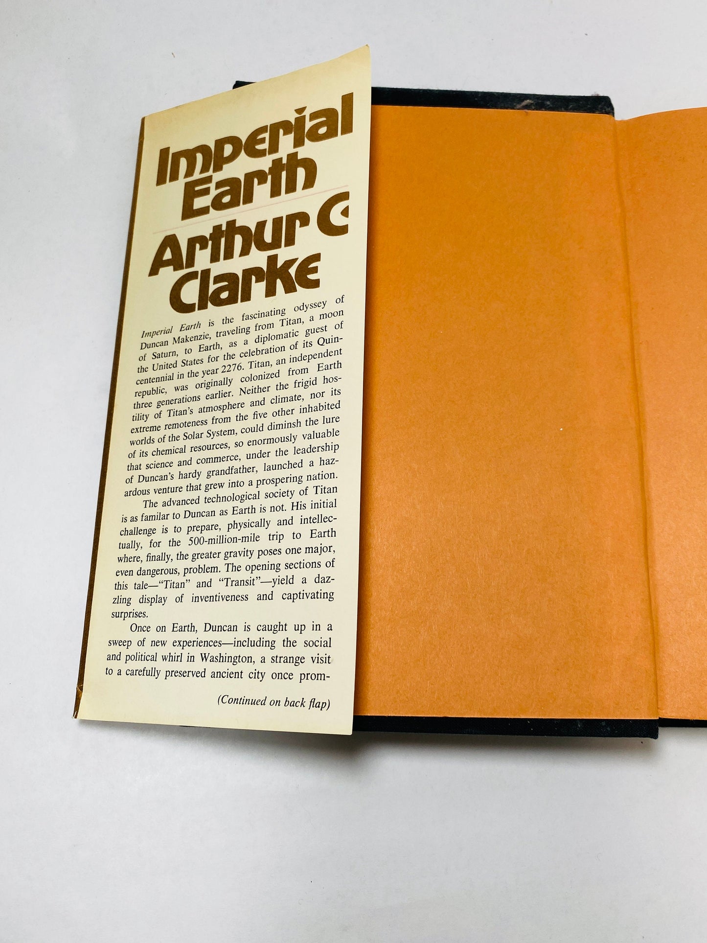 Imperial Earth by Arthur C Clarke FIRST Edition vintage book circa 1976 science fiction Scifi gift gold decor.